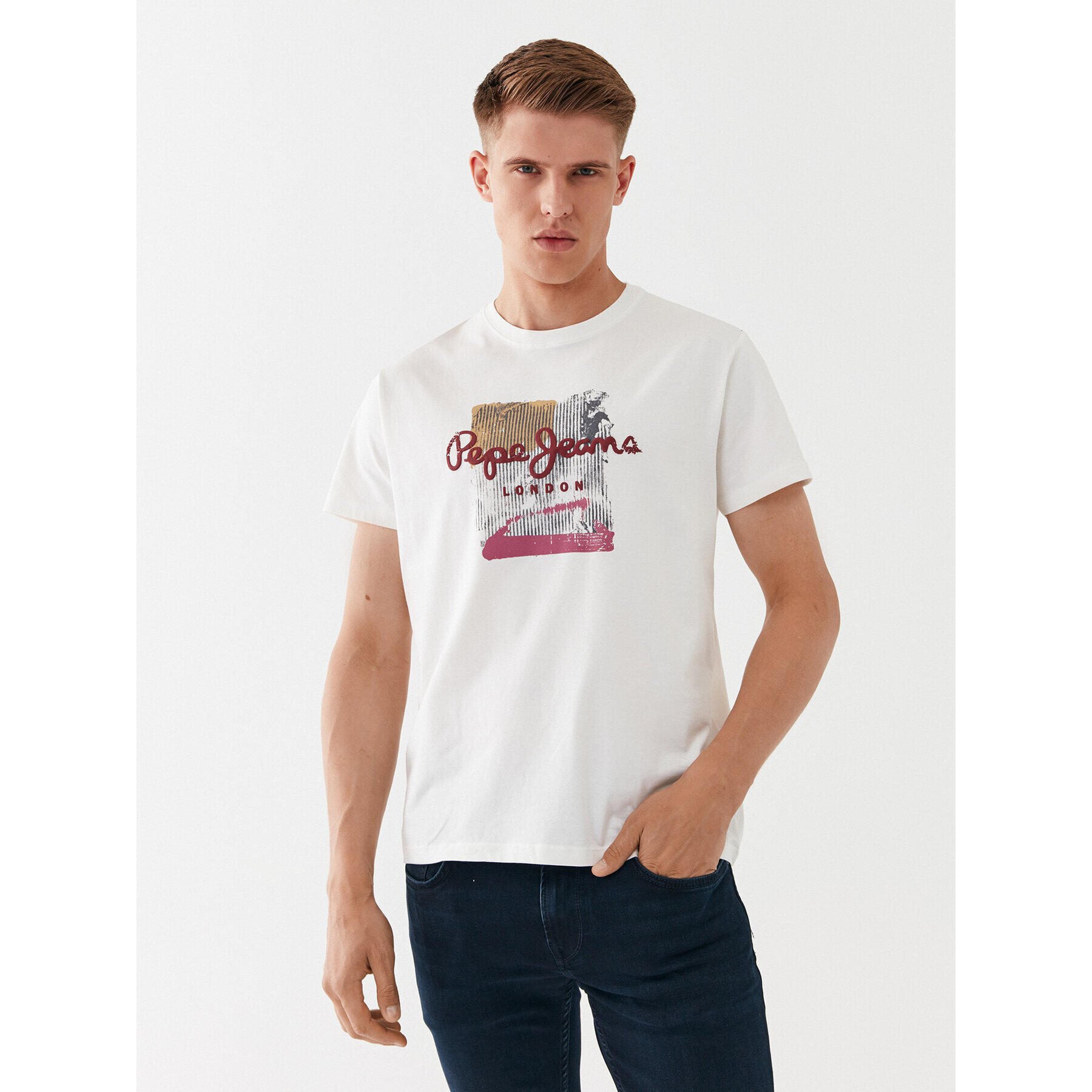 Pepe Jeans Póló Melbourne Tee PM508978 Fehér Regular Fit - Pepit.hu