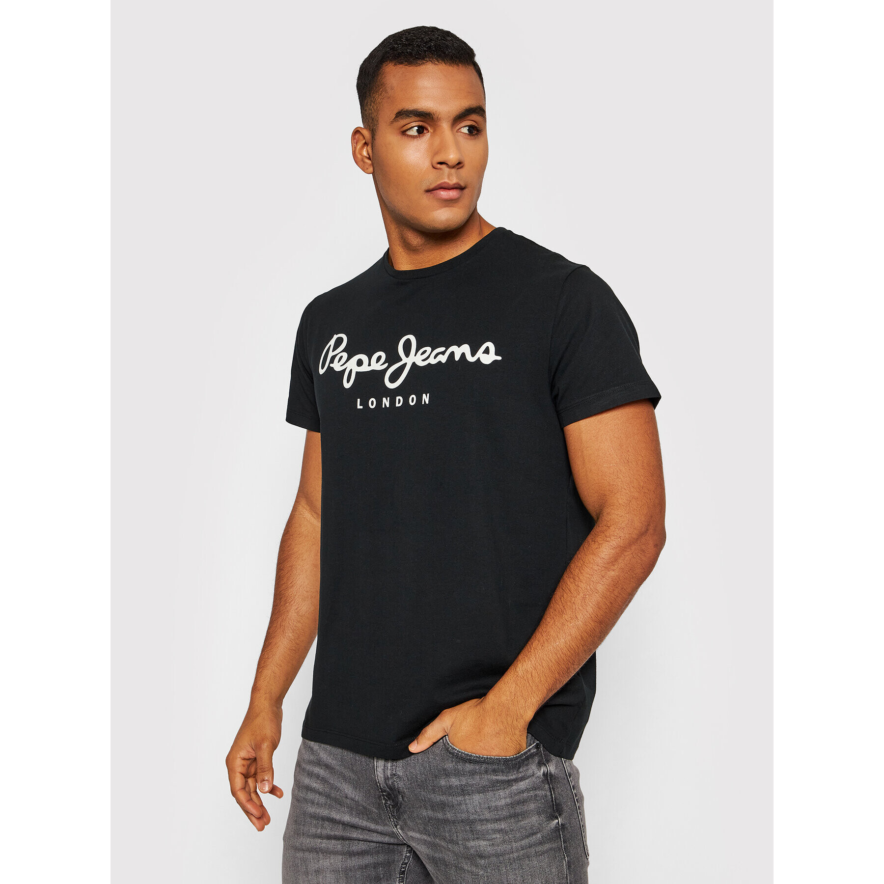 Pepe Jeans Póló Original PM508210 Fekete Slim Fit - Pepit.hu