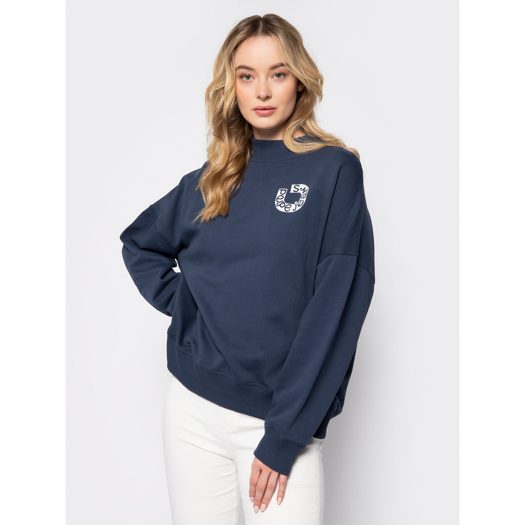 Pepe Jeans Pulóver Berta PL580911 Sötétkék Oversize - Pepit.hu