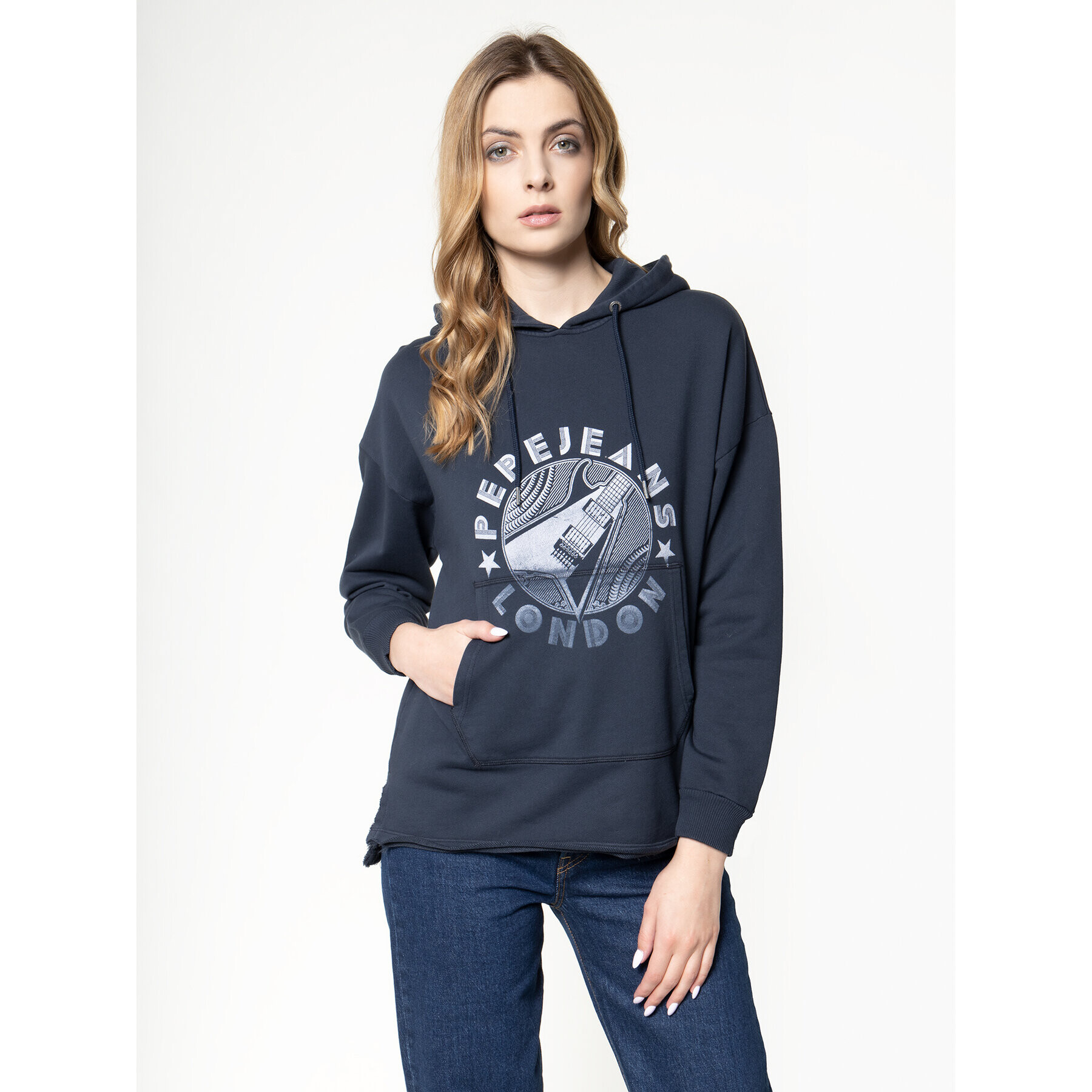 Pepe Jeans Pulóver Betty PL580912 Sötétkék Loose Fit - Pepit.hu