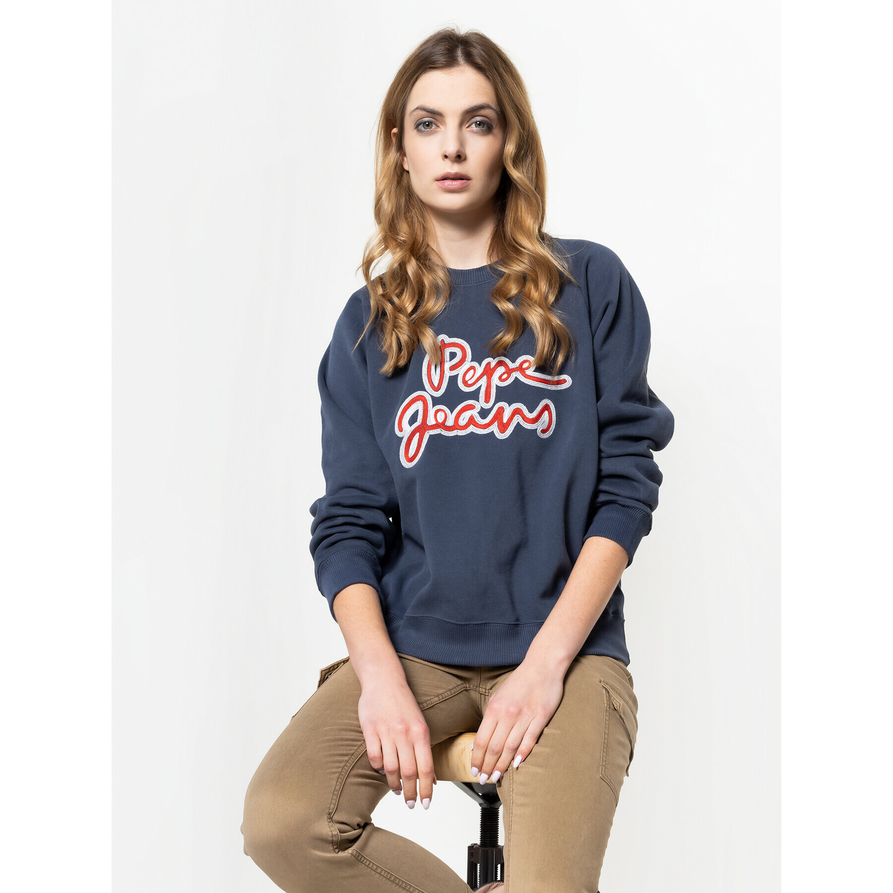 Pepe Jeans Pulóver Bonnie PL580915 Sötétkék Regular Fit - Pepit.hu