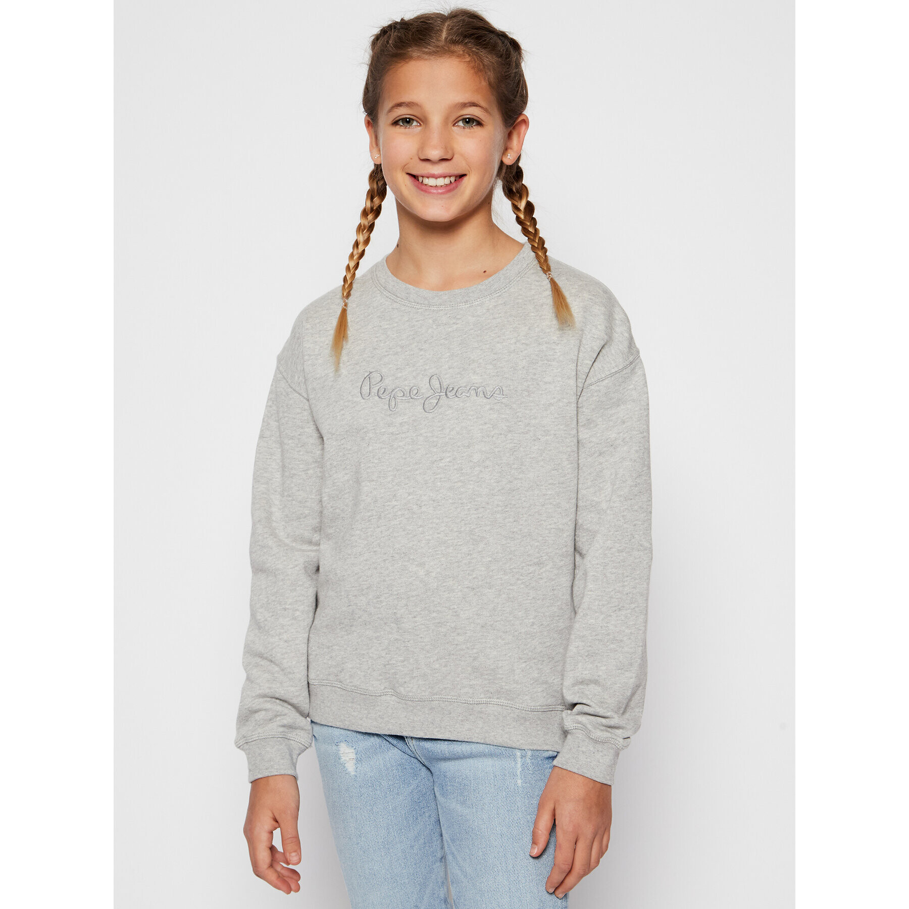 Pepe Jeans Pulóver Crew Neck Girls PG580756 Szürke Regular Fit - Pepit.hu