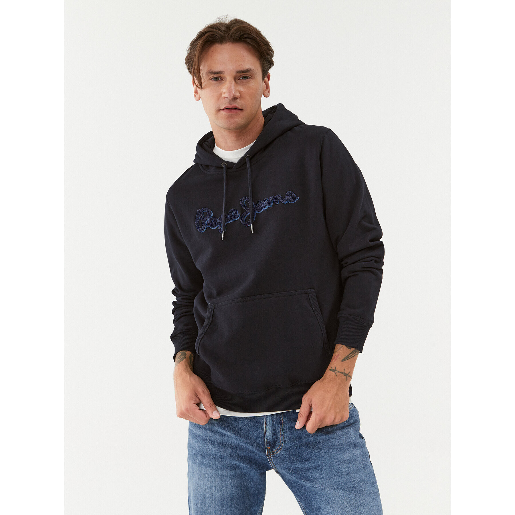 Pepe Jeans Pulóver Ryan Hoodie PM582328 Sötétkék Regular Fit - Pepit.hu