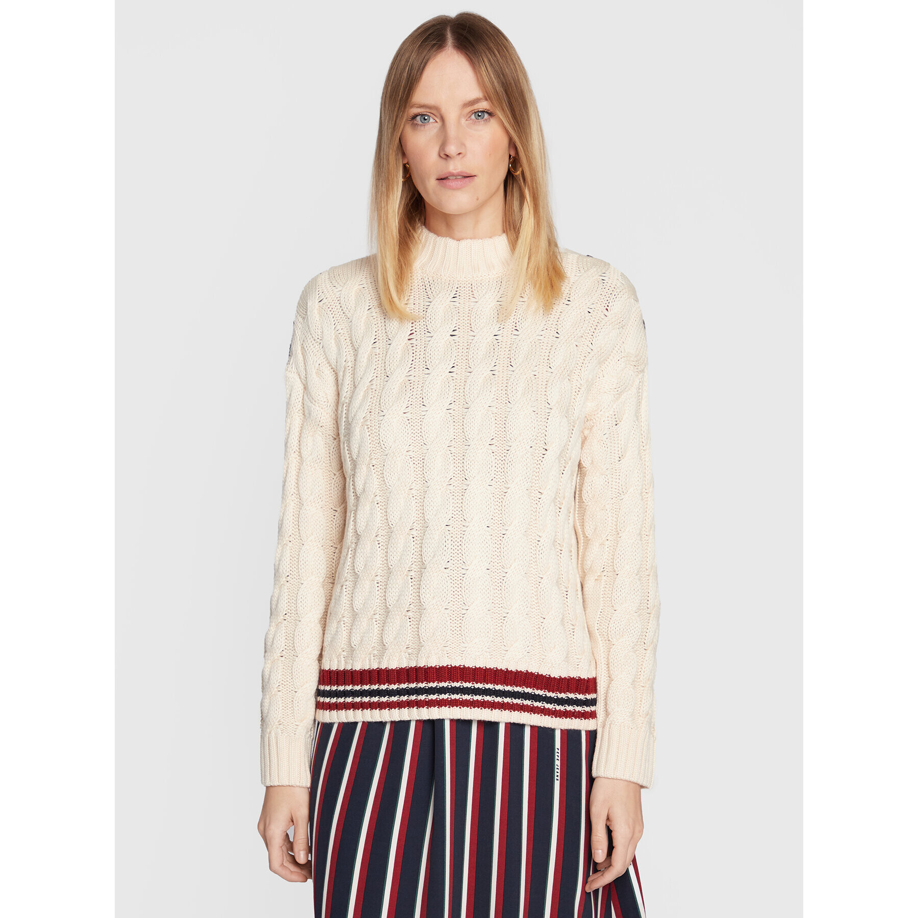 Pepe Jeans Sweater Blossom PL701903 Bézs Regular Fit - Pepit.hu