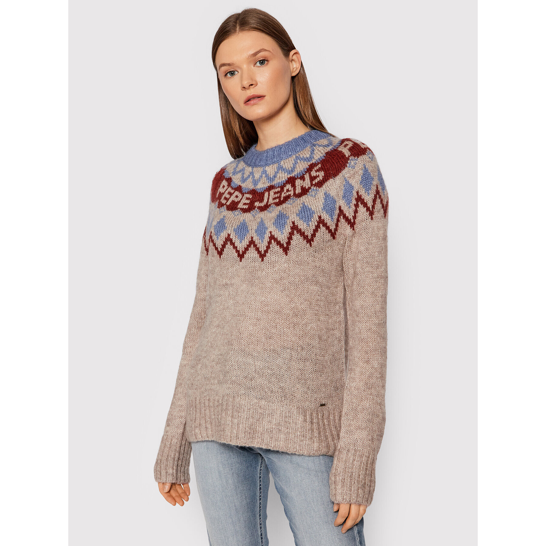 Pepe Jeans Sweater Paige PL701793 Barna Regular Fit - Pepit.hu