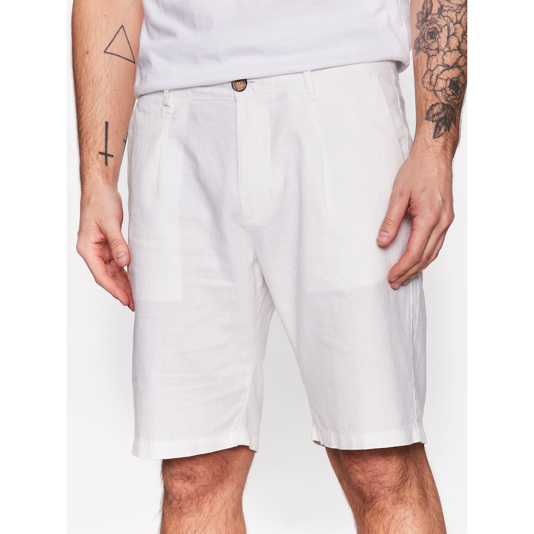 Pepe Jeans Szövet rövidnadrág Arkin Short Linen PM800913 Ekru Relaxed Fit - Pepit.hu