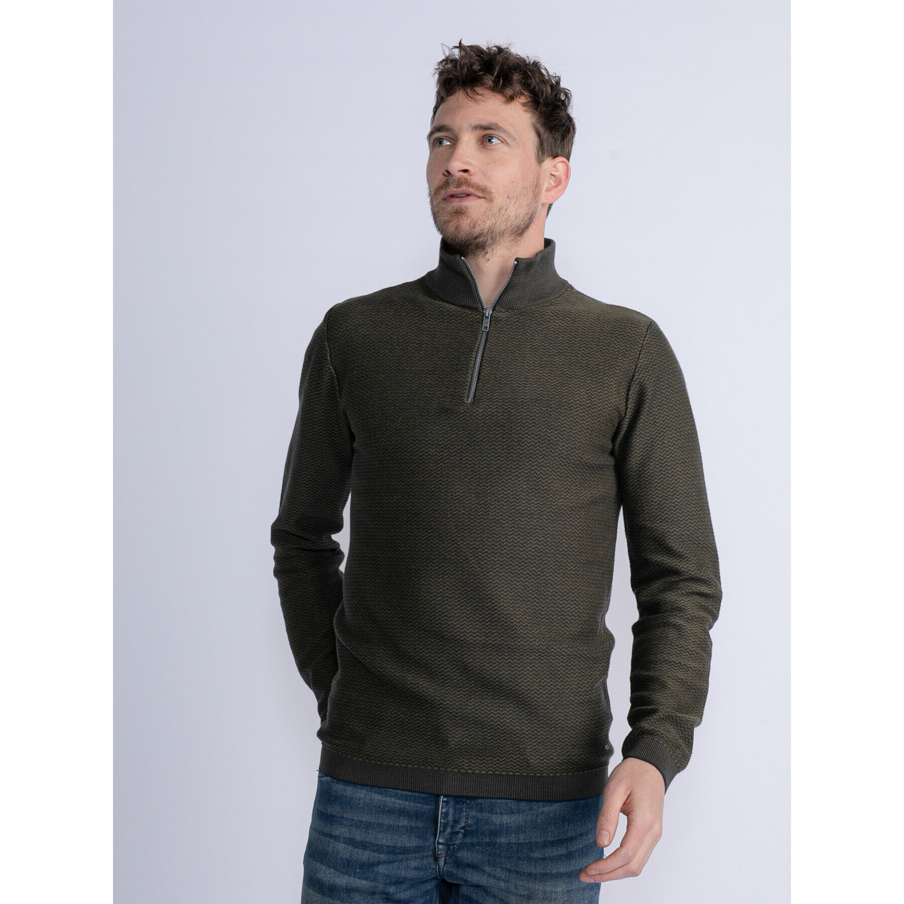 Petrol Industries Sweater M-3030-KWC205 Zöld Regular Fit - Pepit.hu