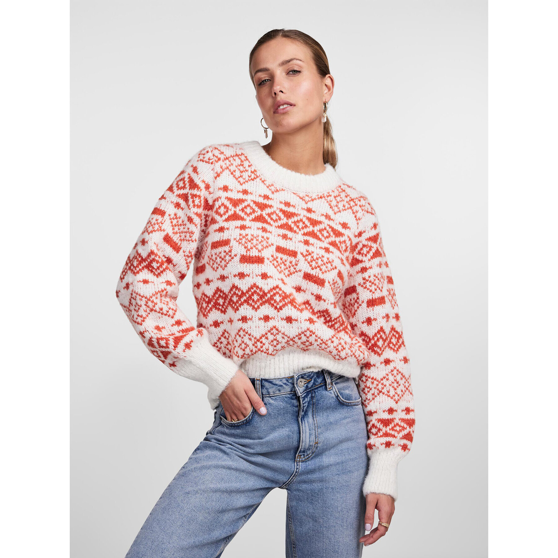 Pieces Sweater 17142261 Piros Regular Fit - Pepit.hu