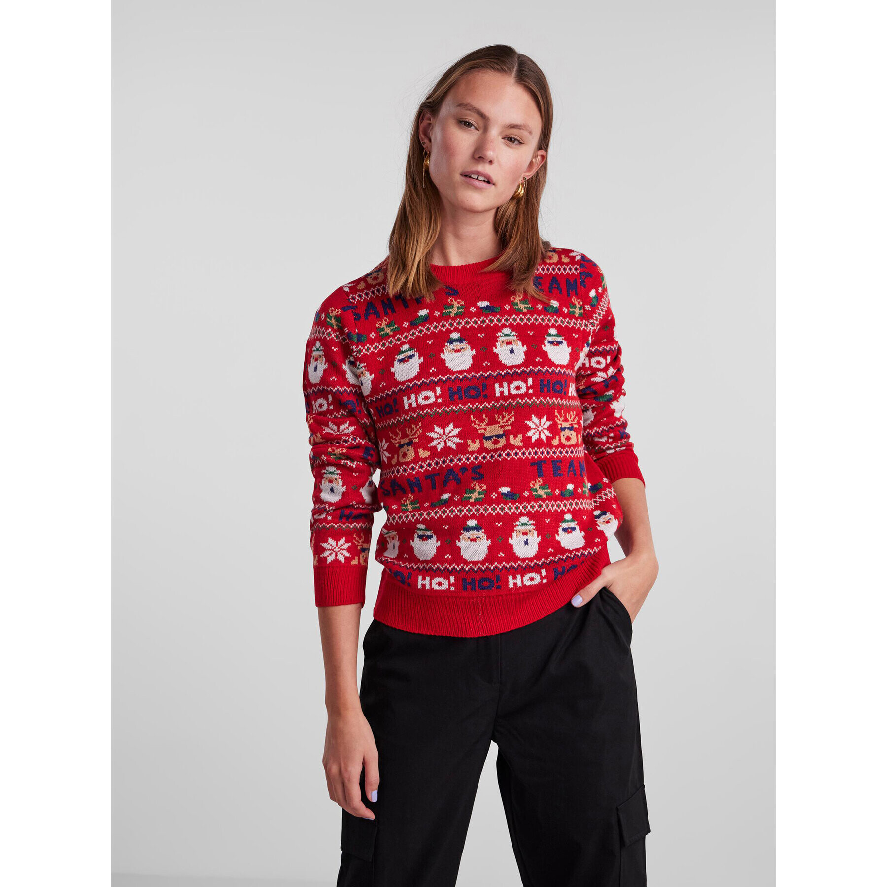 Pieces Sweater Xmas 17130539 Piros Regular Fit - Pepit.hu