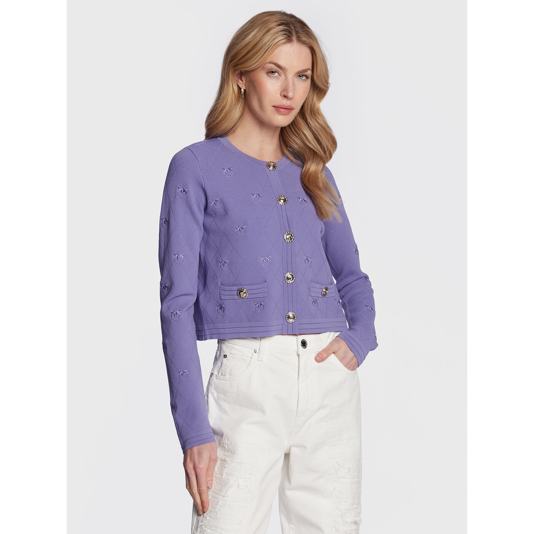 Pinko Kardigán 100147 A0HW Lila Slim Fit - Pepit.hu