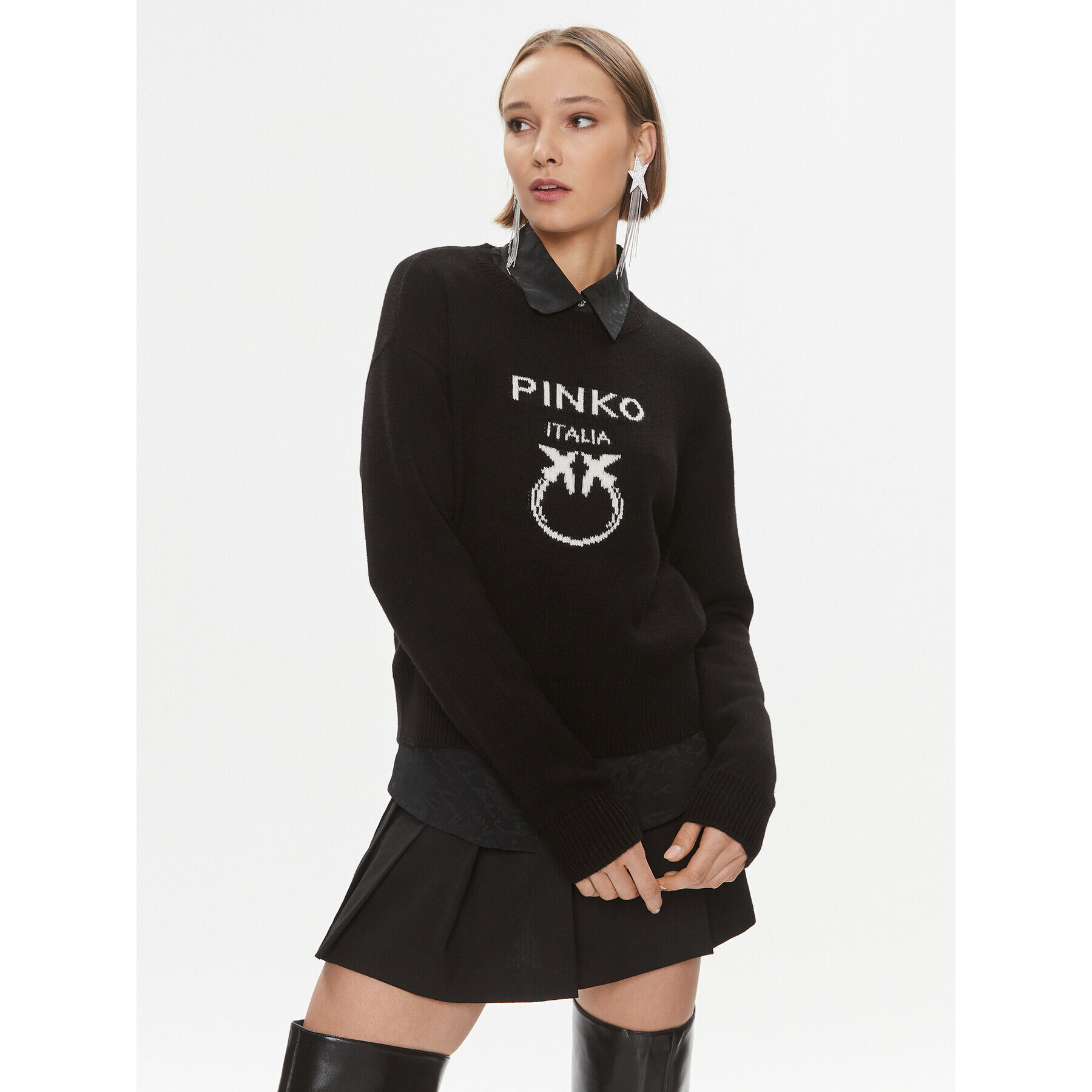 Pinko Sweater Burgos 100414 Y7Z4 Fekete Regular Fit - Pepit.hu