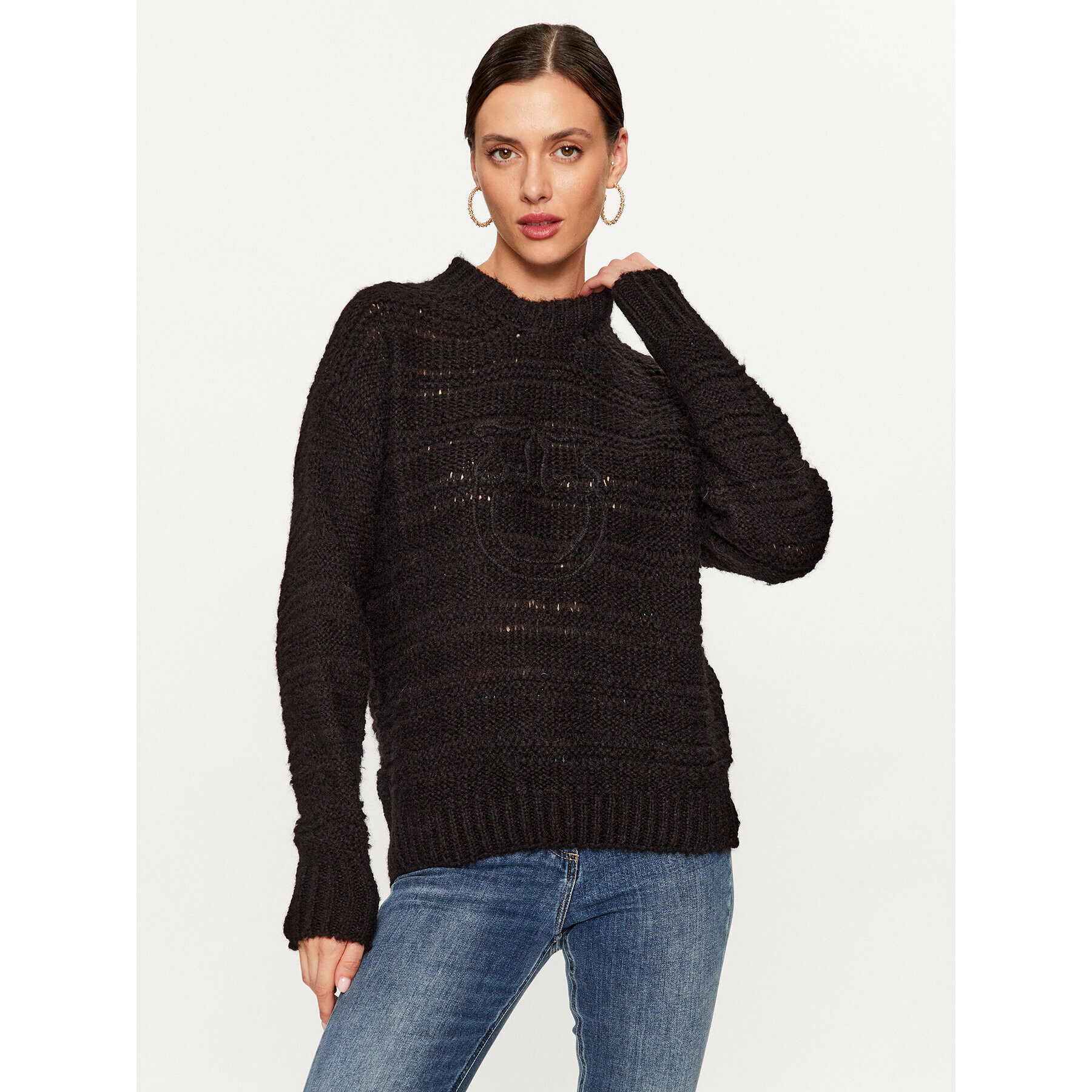 Pinko Sweater Dromedario 102248 A1CK Fekete Relaxed Fit - Pepit.hu