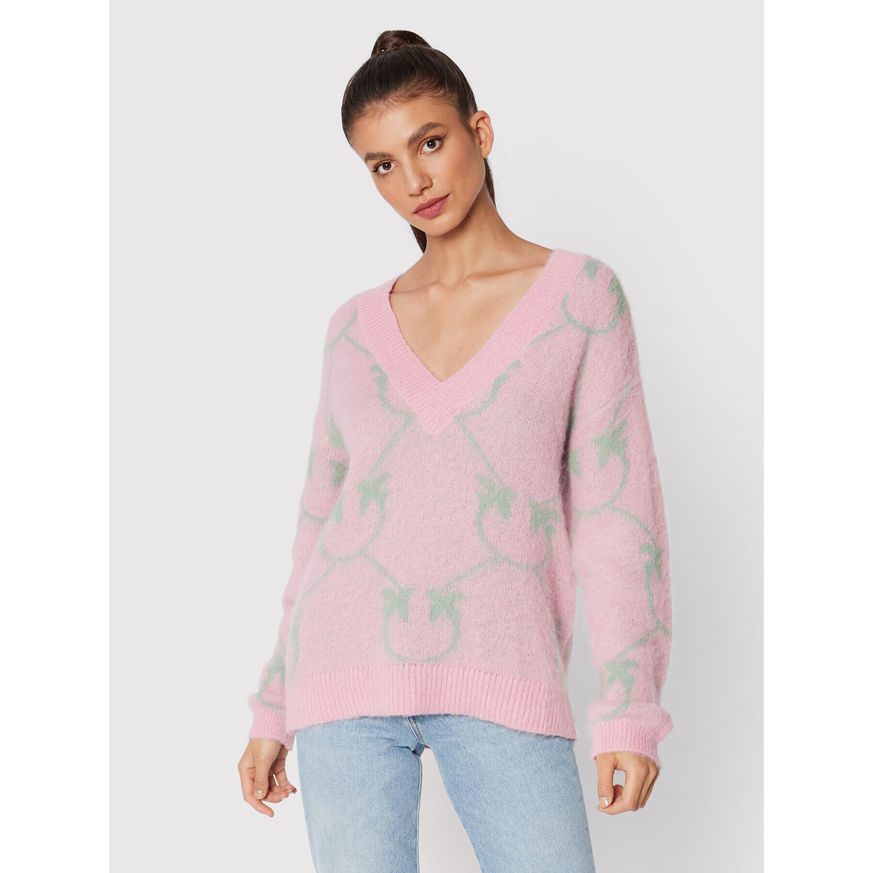 Pinko Sweater Marisol 1G17UD A007 Rózsaszín Oversize - Pepit.hu