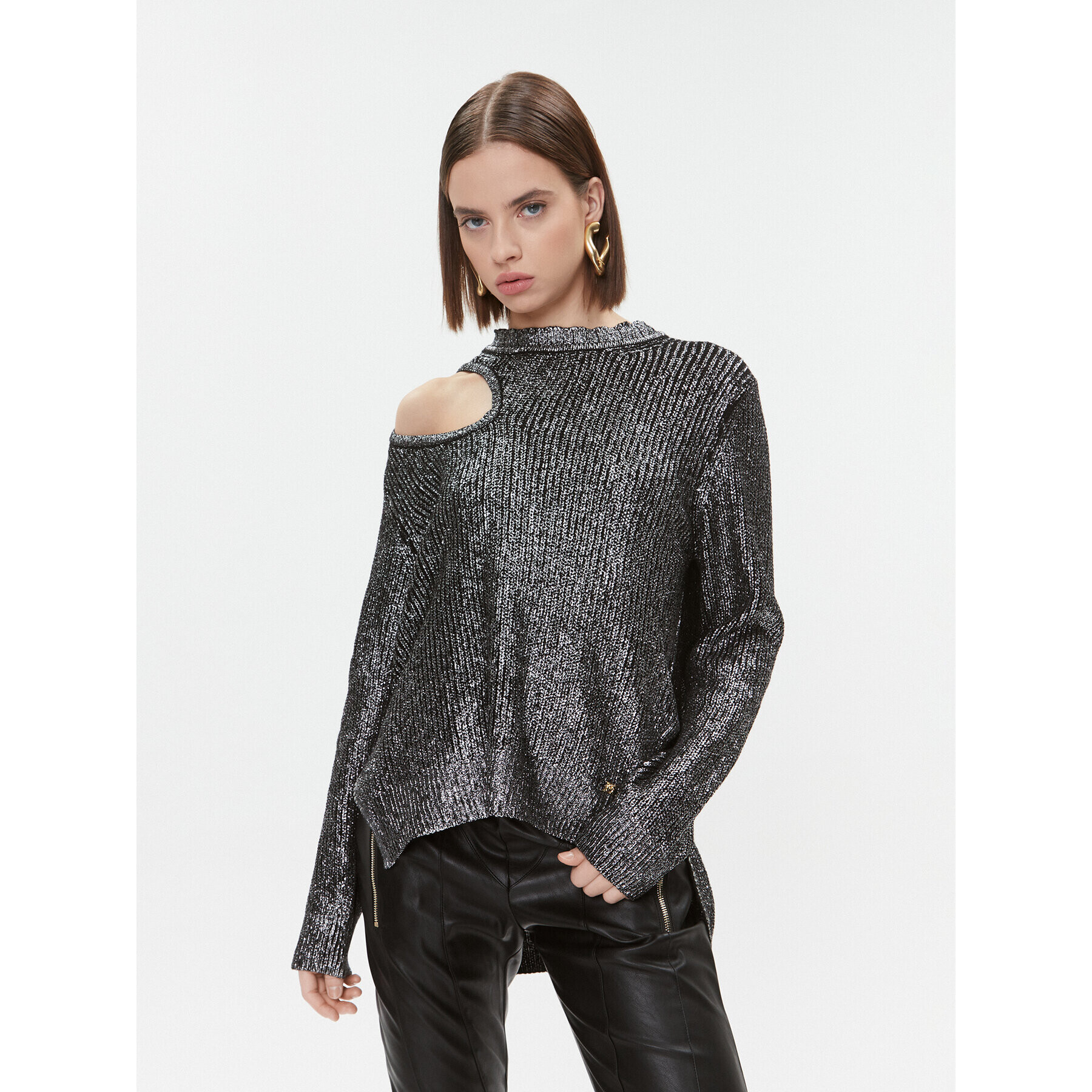 Pinko Sweater Piranha 102232 A1A3 Ezüst Regular Fit - Pepit.hu