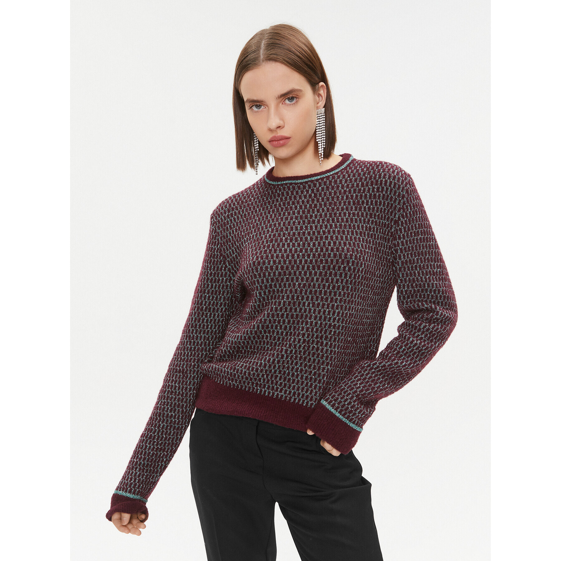 Pinko Sweater Scimpanze 102226 A1BH Bordó Regular Fit - Pepit.hu