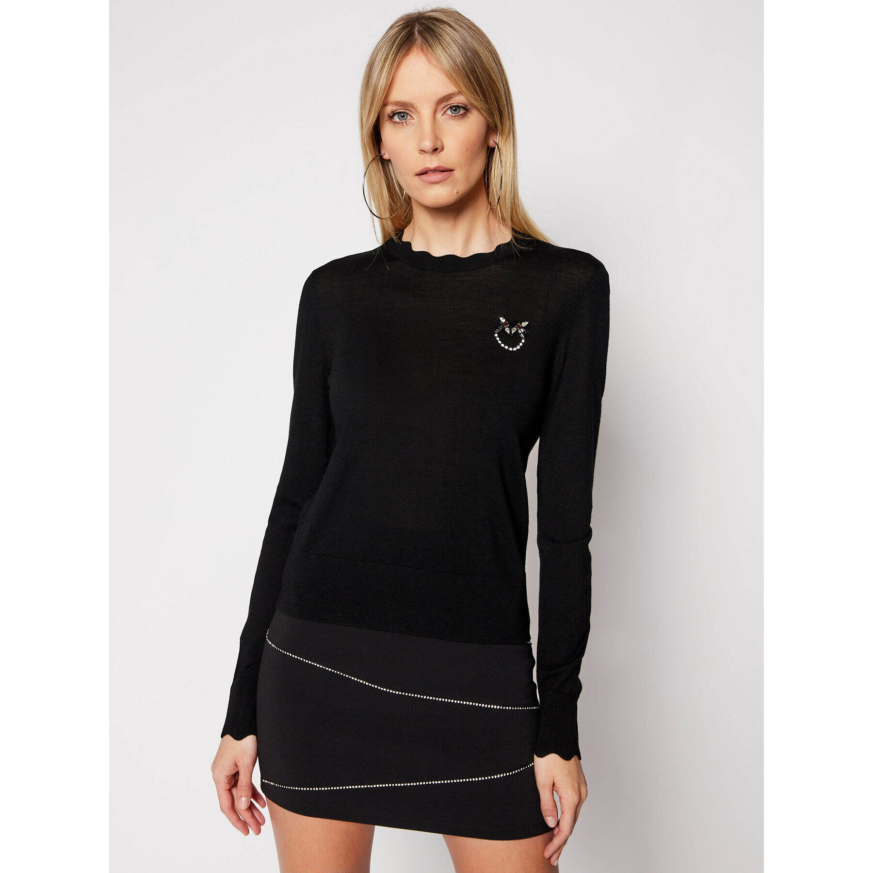 Pinko Sweater Starter PE 21 BLK01 1G15ZF Y6XB Fekete Regular Fit - Pepit.hu