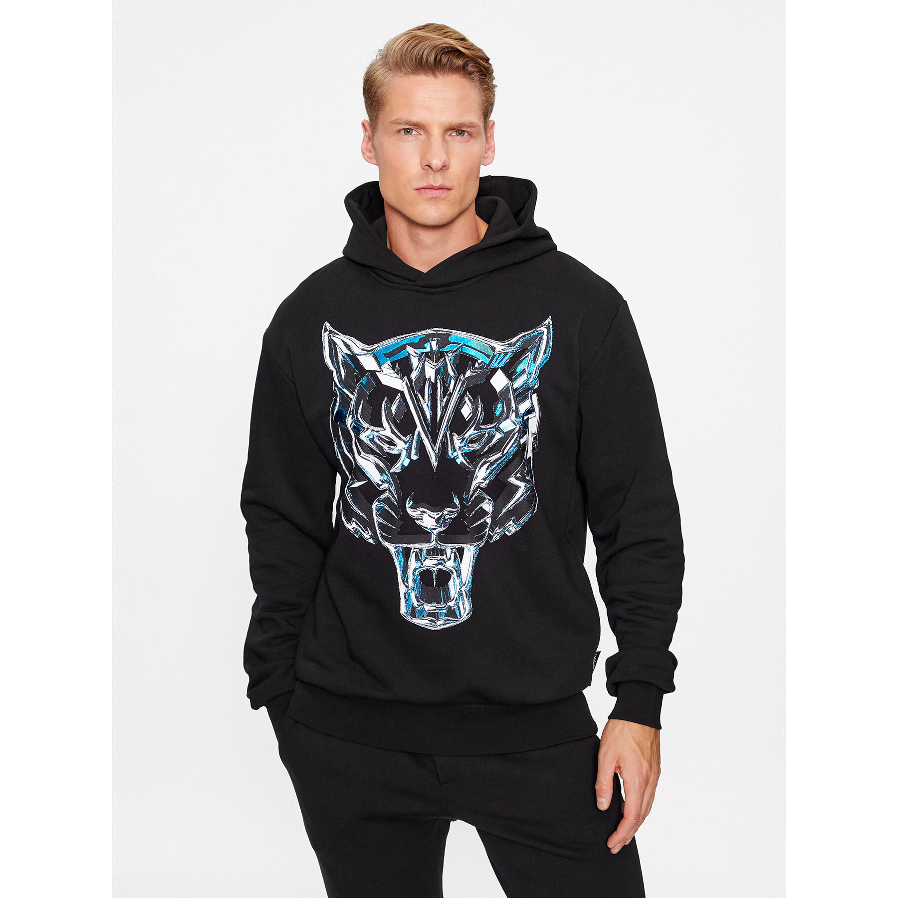 Plein Sport Pulóver Hoodie Sweatshirt Chrome Tiger AACC MJB3163 SJO001N Fekete Regular Fit - Pepit.hu