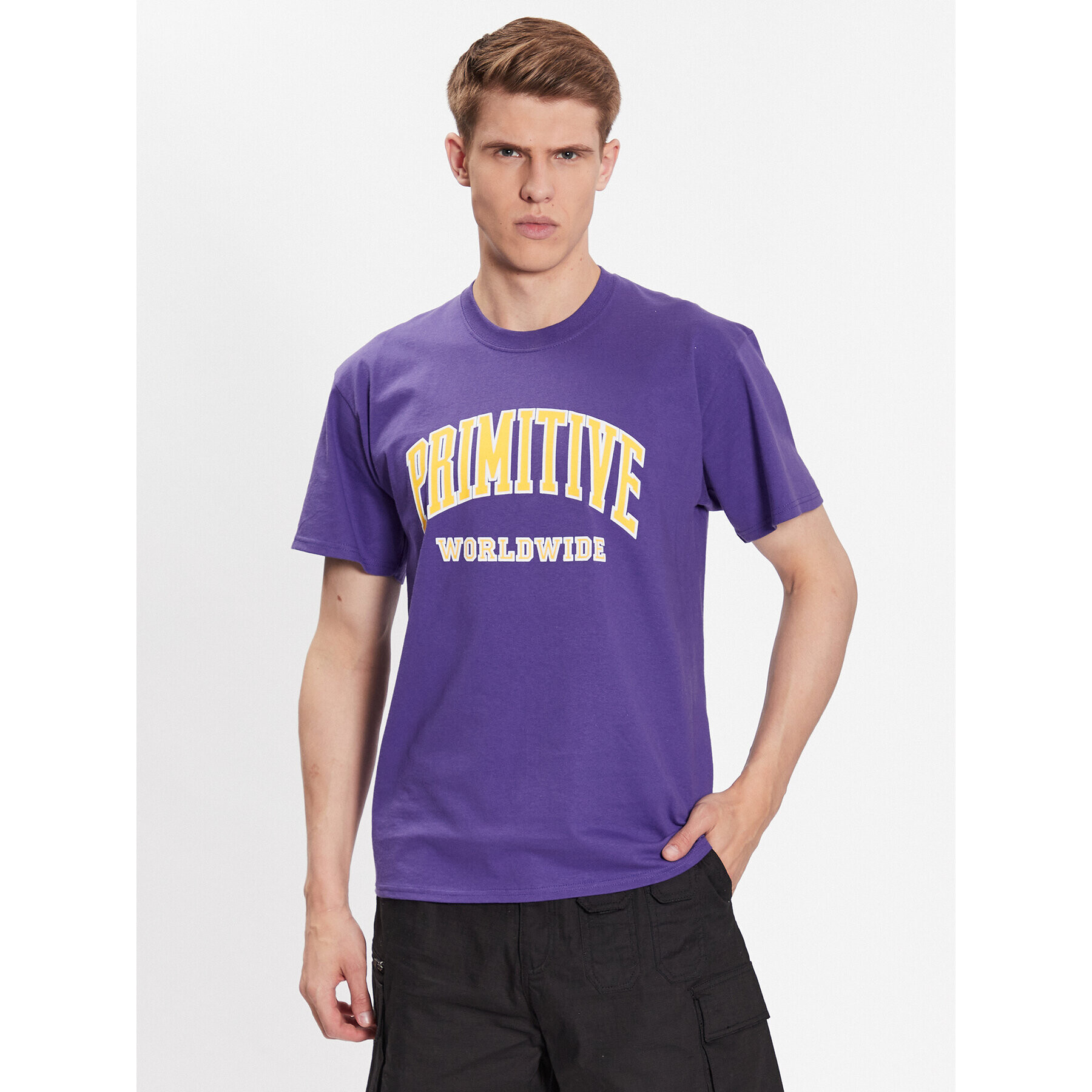 Primitive Póló Collegiate Worldwide PAPSP2312 Lila Regular Fit - Pepit.hu