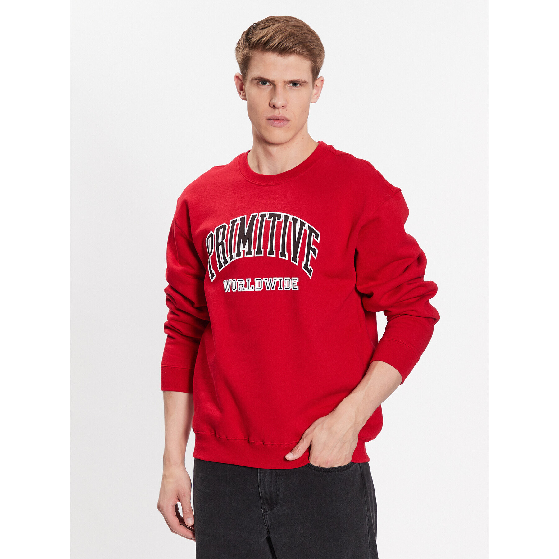 Primitive Pulóver Collegiate Worldwide PAPSP2315 Piros Regular Fit - Pepit.hu