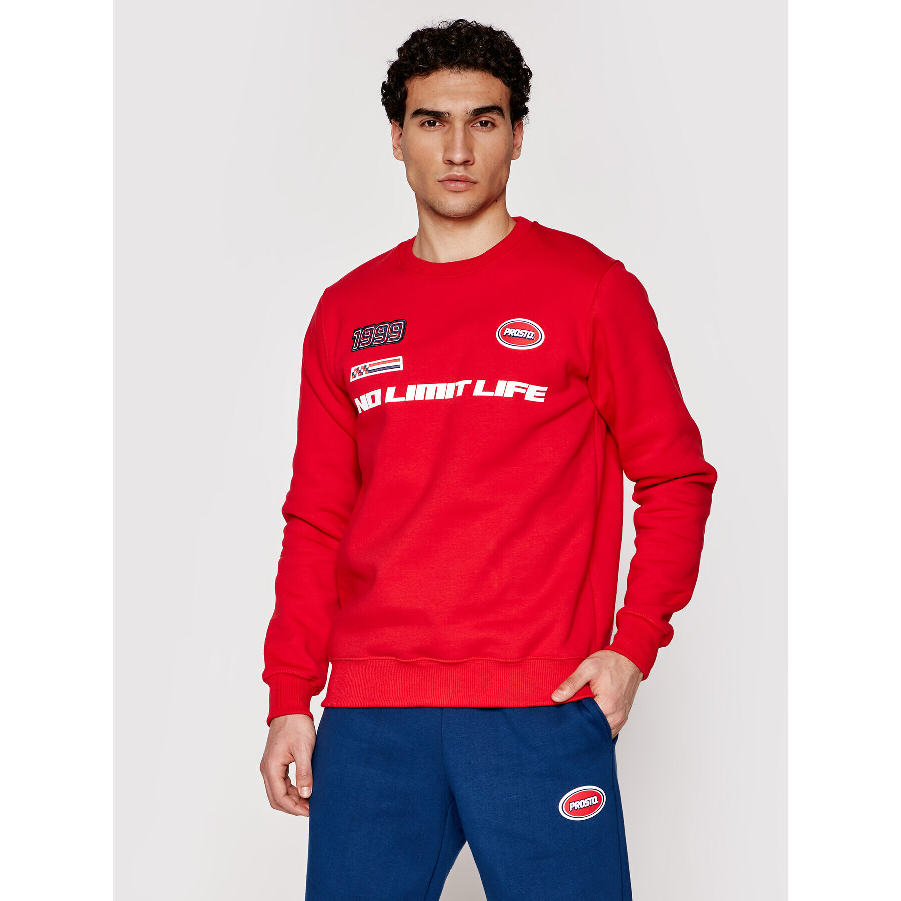 PROSTO. Pulóver KLASYK Crewneck Drift 1011 Piros Regular Fit - Pepit.hu