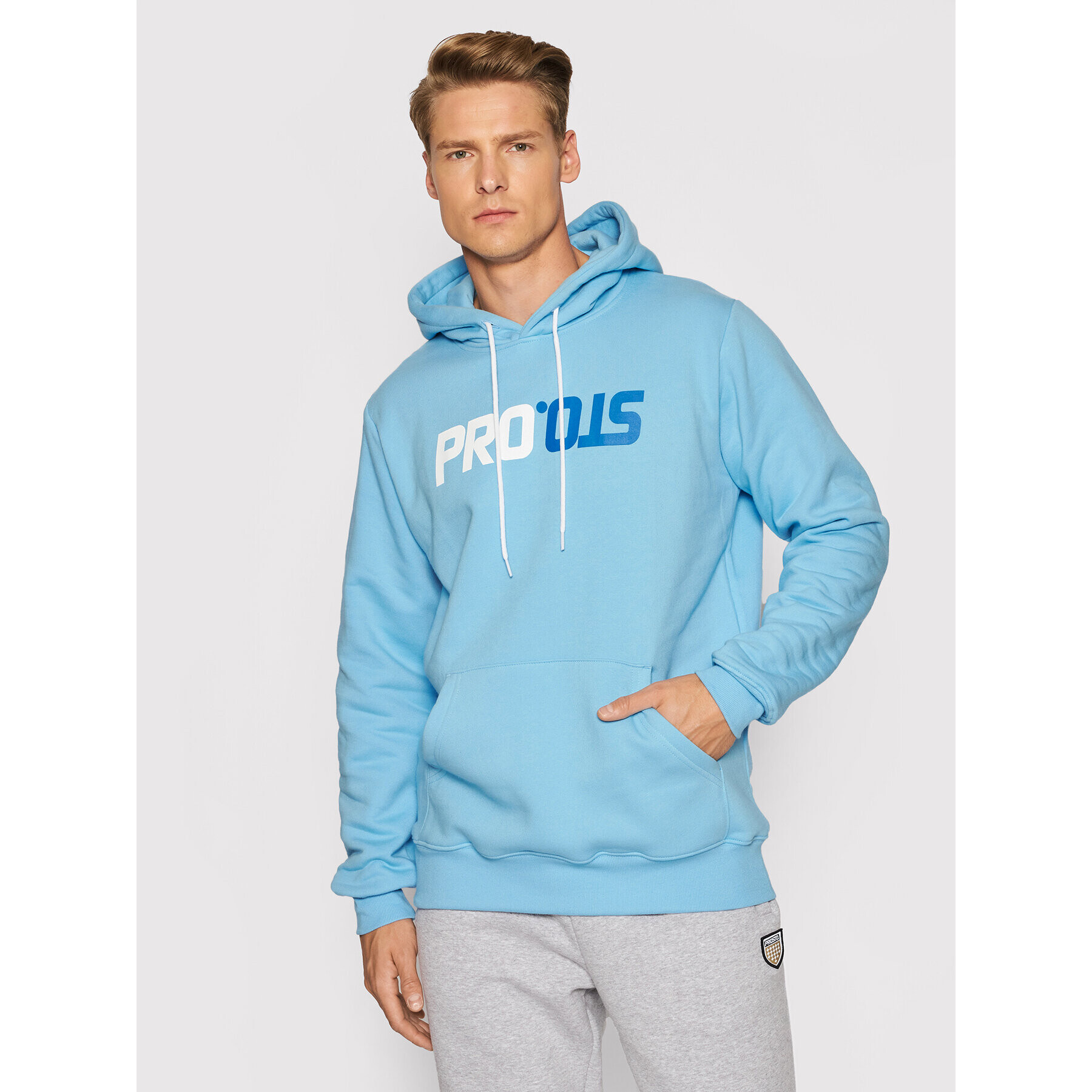 PROSTO. Pulóver KLASYK Hoodie Ups 2024 Kék Regular Fit - Pepit.hu