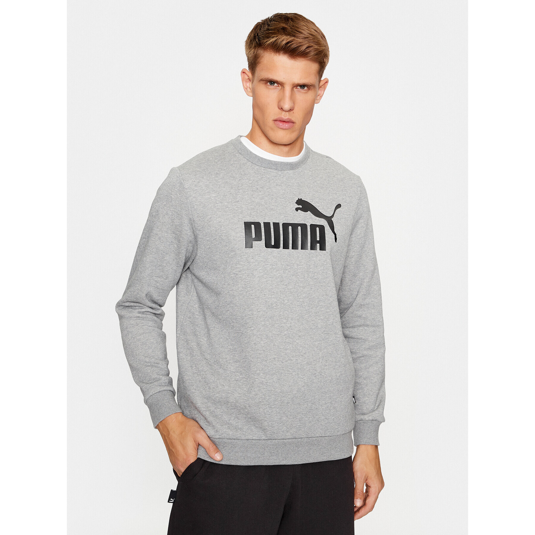 Puma Pulóver Ess Big Logo 586678 Szürke Regular Fit - Pepit.hu