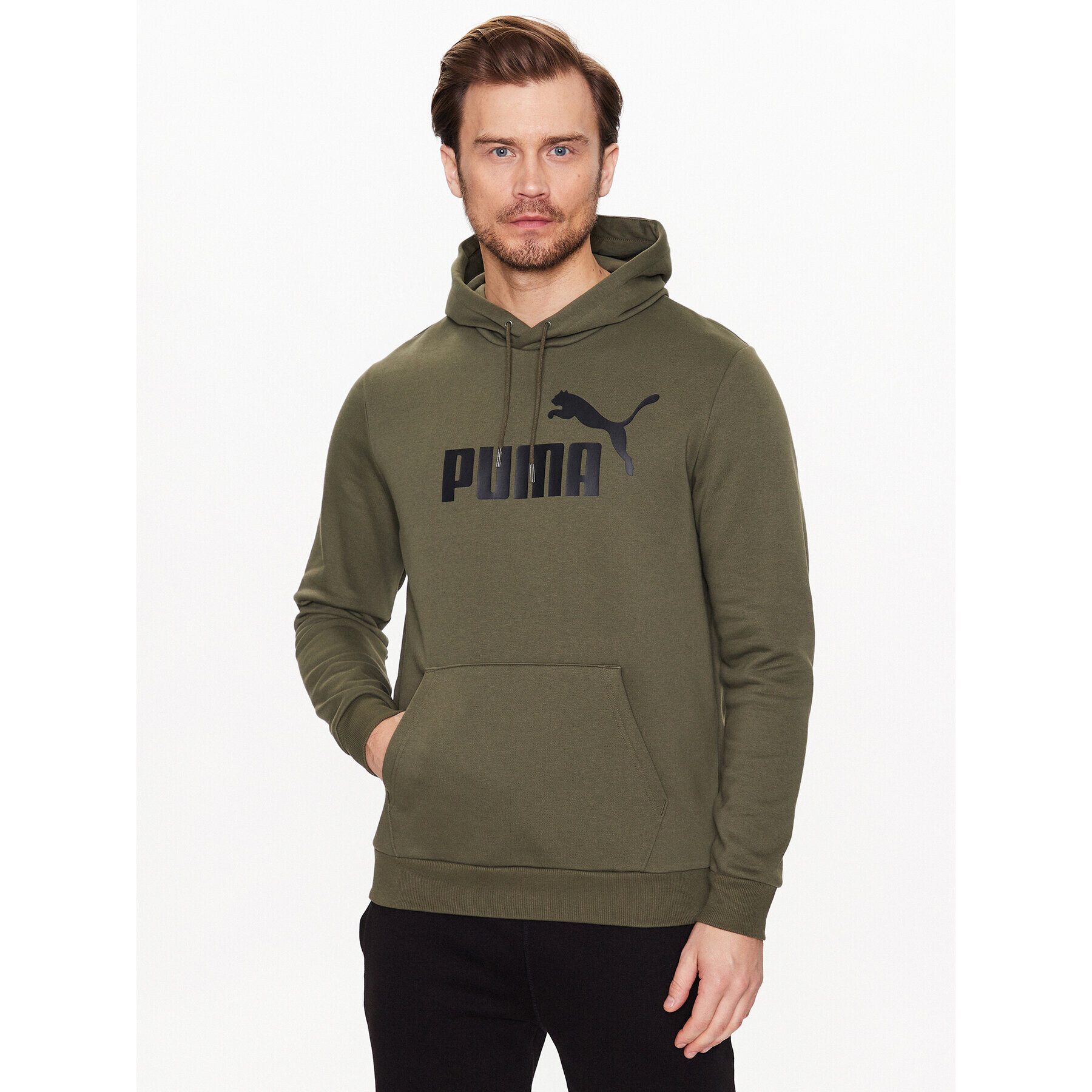 Puma Pulóver Essentials Big Logo 586687 Zöld Regular Fit - Pepit.hu