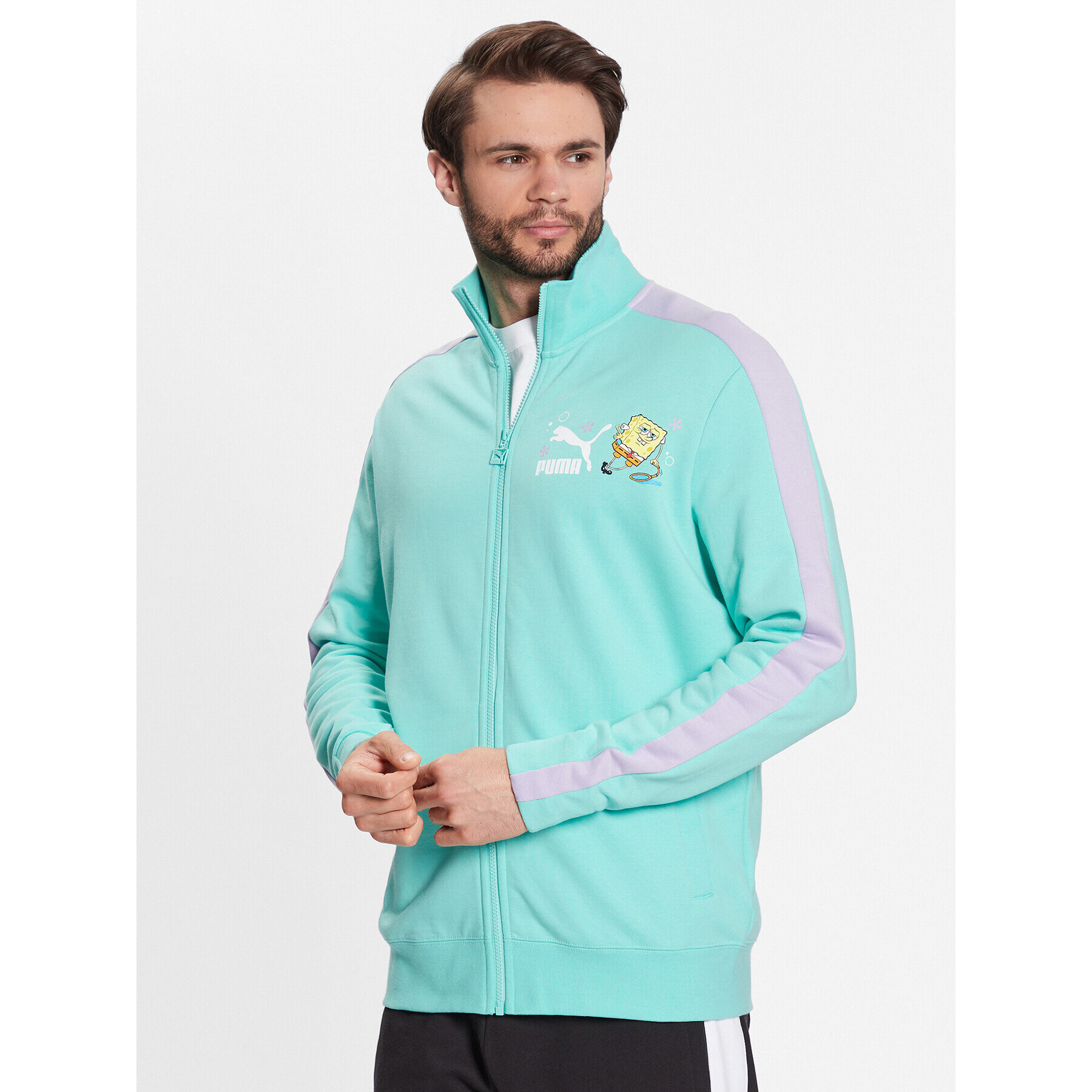 Puma Pulóver SPONGEBOB 538961 Zöld Regular Fit - Pepit.hu