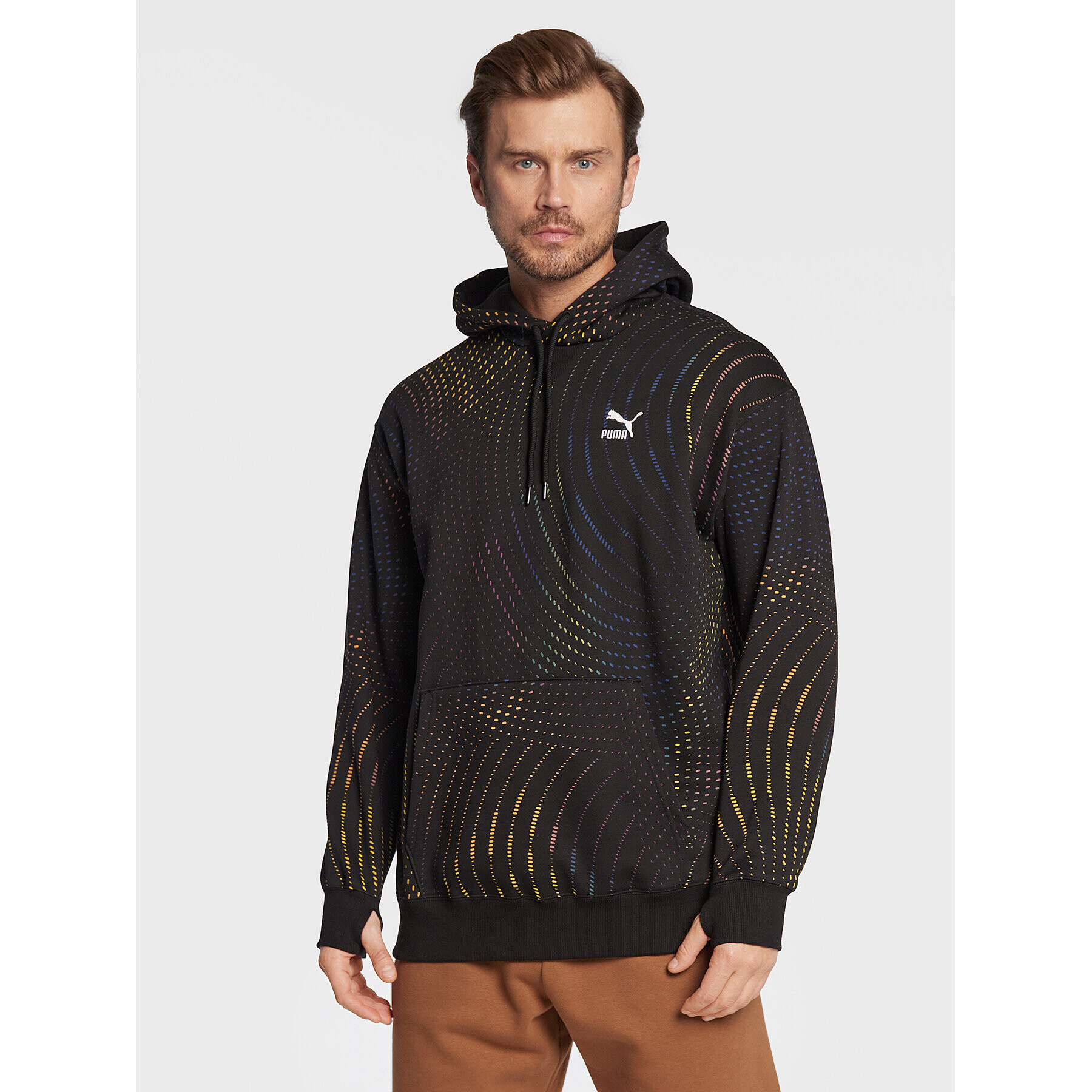 Puma Pulóver Sportswear Printed 535666 Fekete Relaxed Fit - Pepit.hu