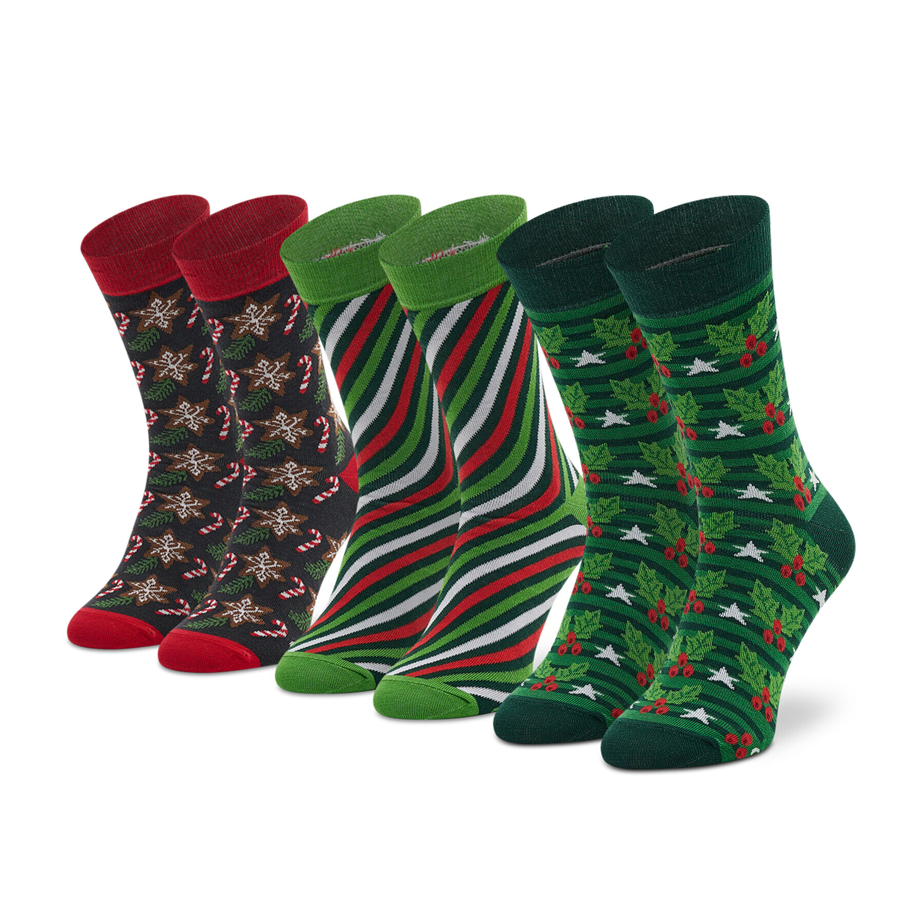 Rainbow Socks 3 pár uniszex hosszú szárú zokni Xmas Socks Box Stripes Pak 3 Zöld - Pepit.hu