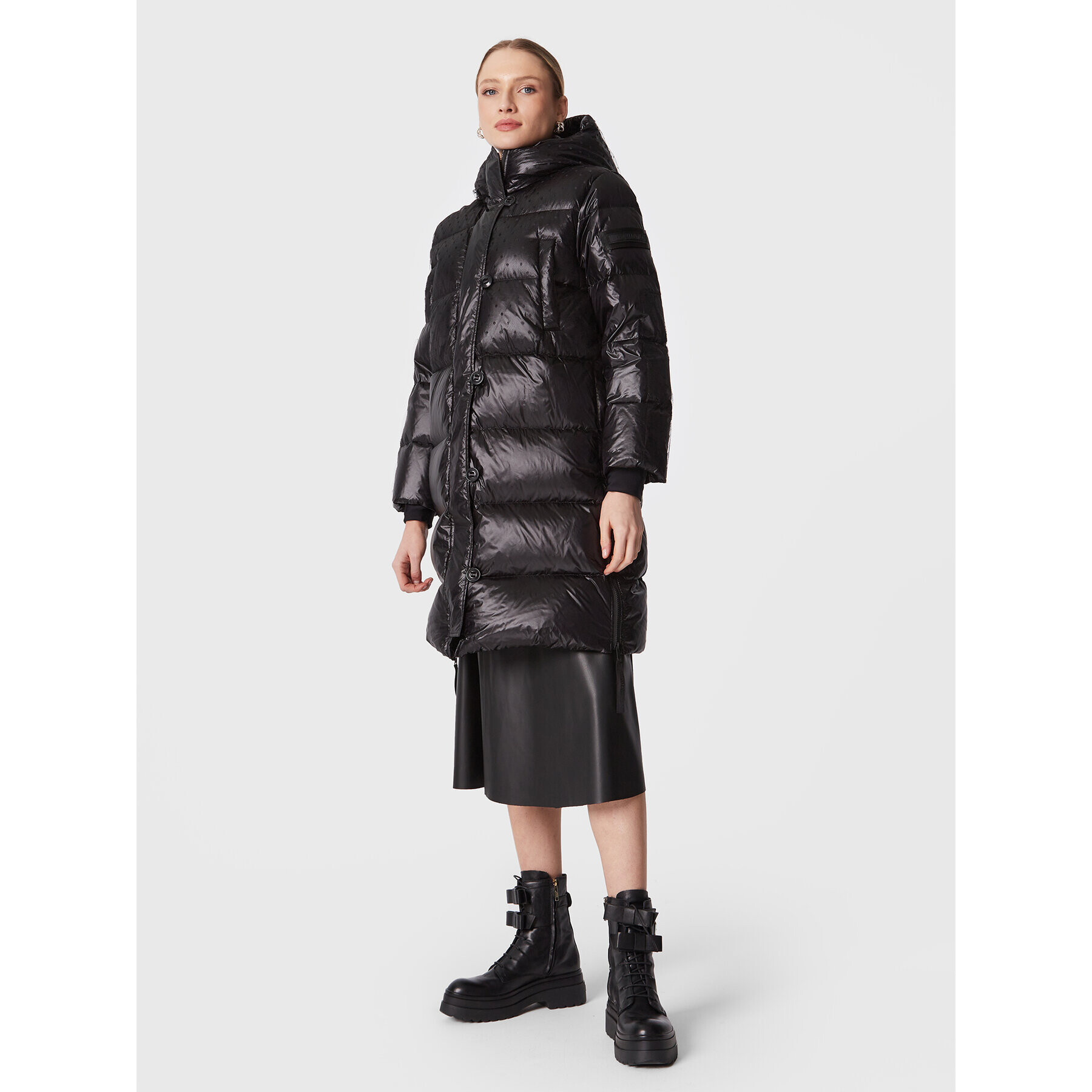 Red Valentino Pehelykabát 1R0CP00I6MD Fekete Regular Fit - Pepit.hu