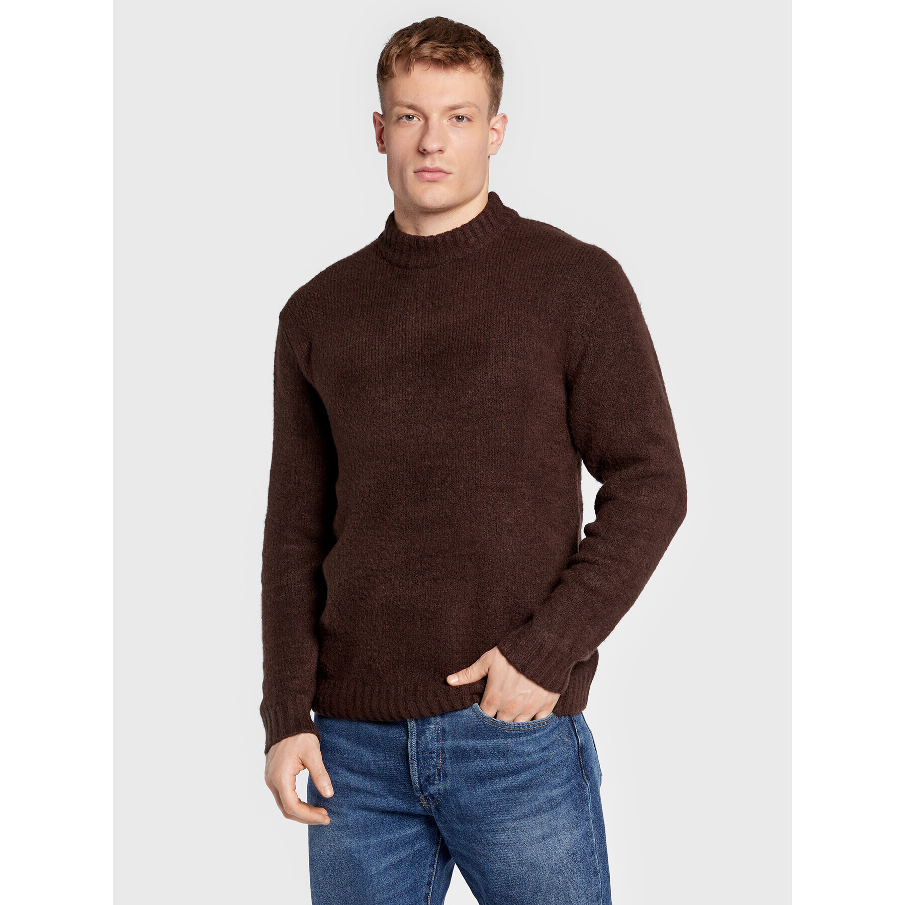 Redefined Rebel Sweater Dustin 212057 Barna Regular Fit - Pepit.hu