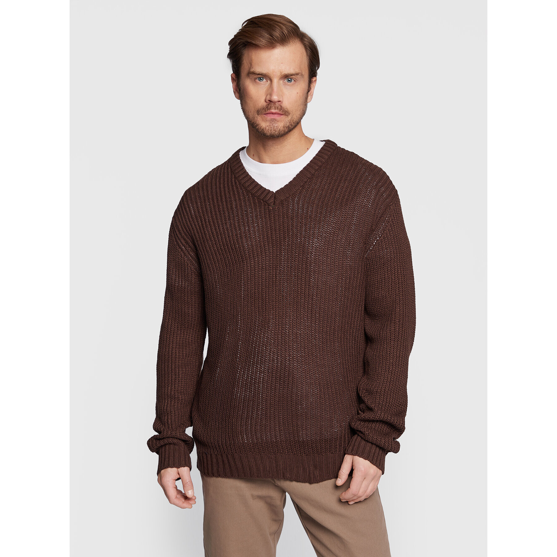 Redefined Rebel Sweater Henry 212091 Barna Relaxed Fit - Pepit.hu