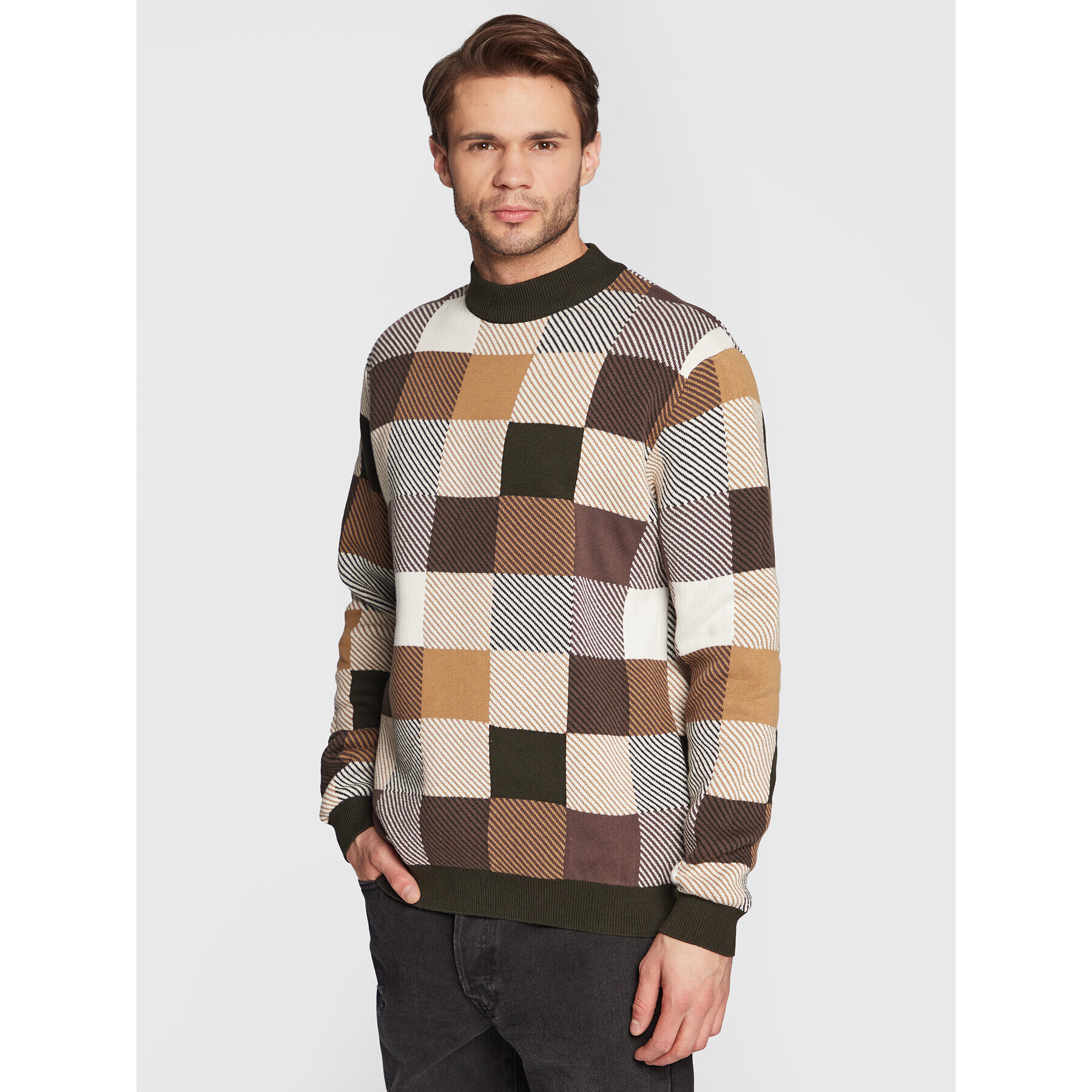 Redefined Rebel Sweater Kane 202085 Barna Regular Fit - Pepit.hu