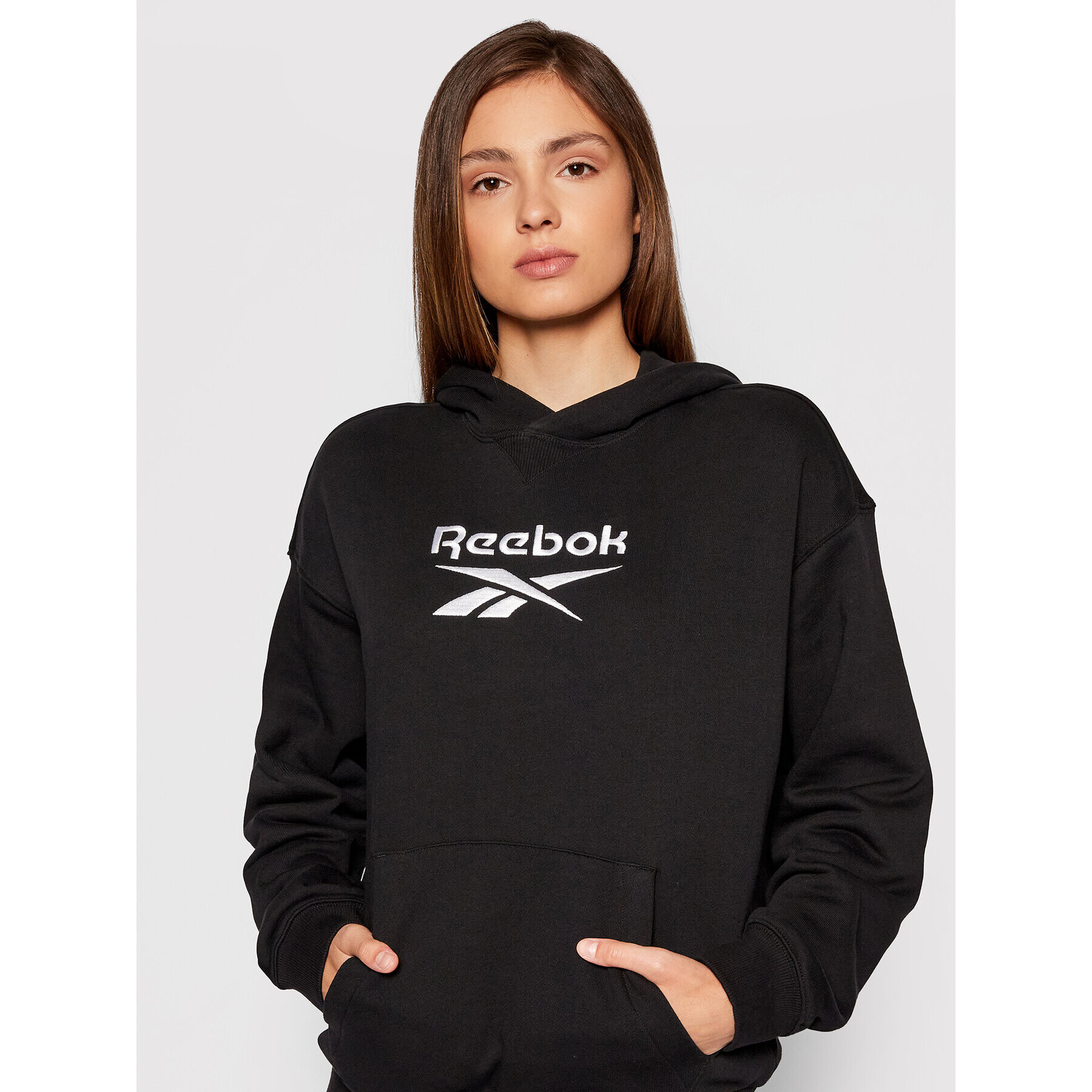 Reebok Pulóver Classics Big Logo GS1736 Fekete Oversize - Pepit.hu