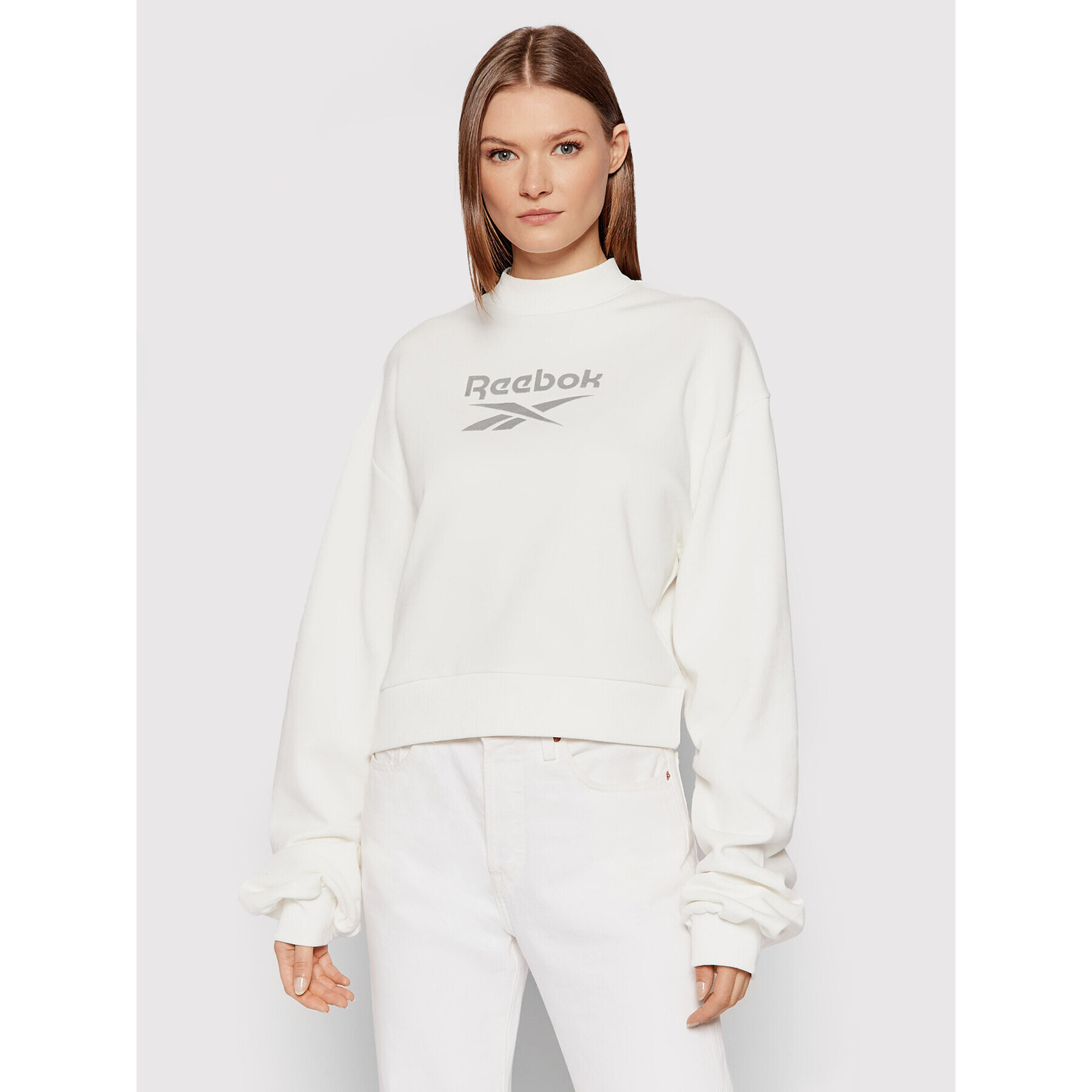 Reebok Pulóver Classics Mock Neck Crew GN4960 Fehér Loose Fit - Pepit.hu