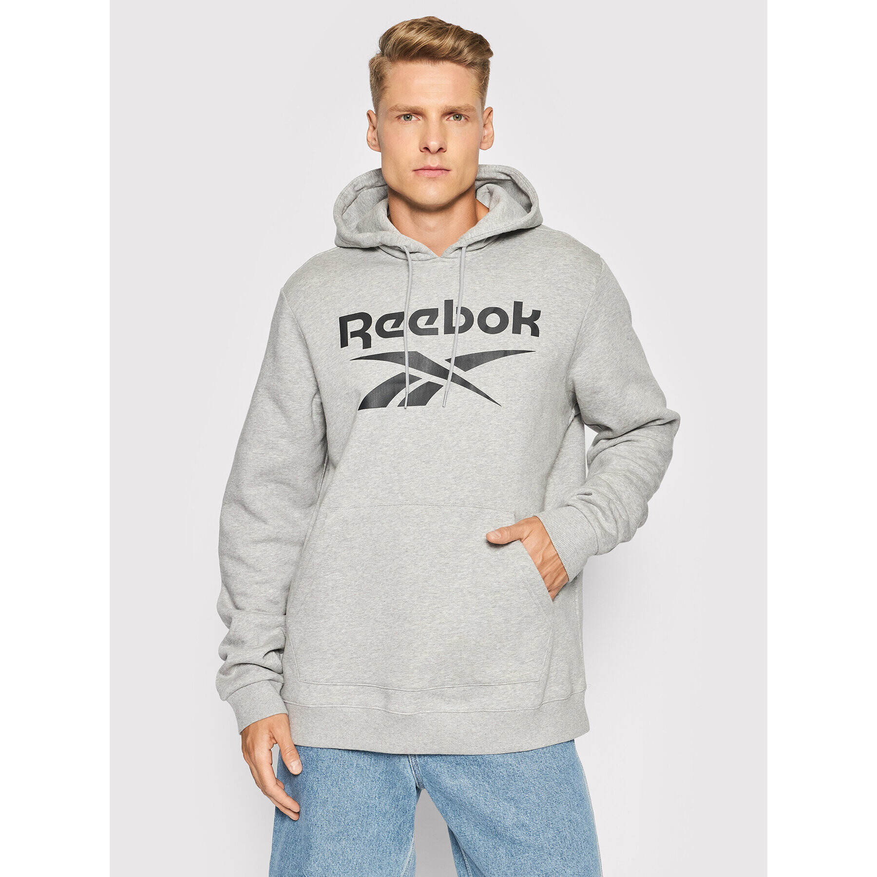 Reebok Pulóver Identity Fleece Hoodie GS1609 Szürke Regular Fit - Pepit.hu