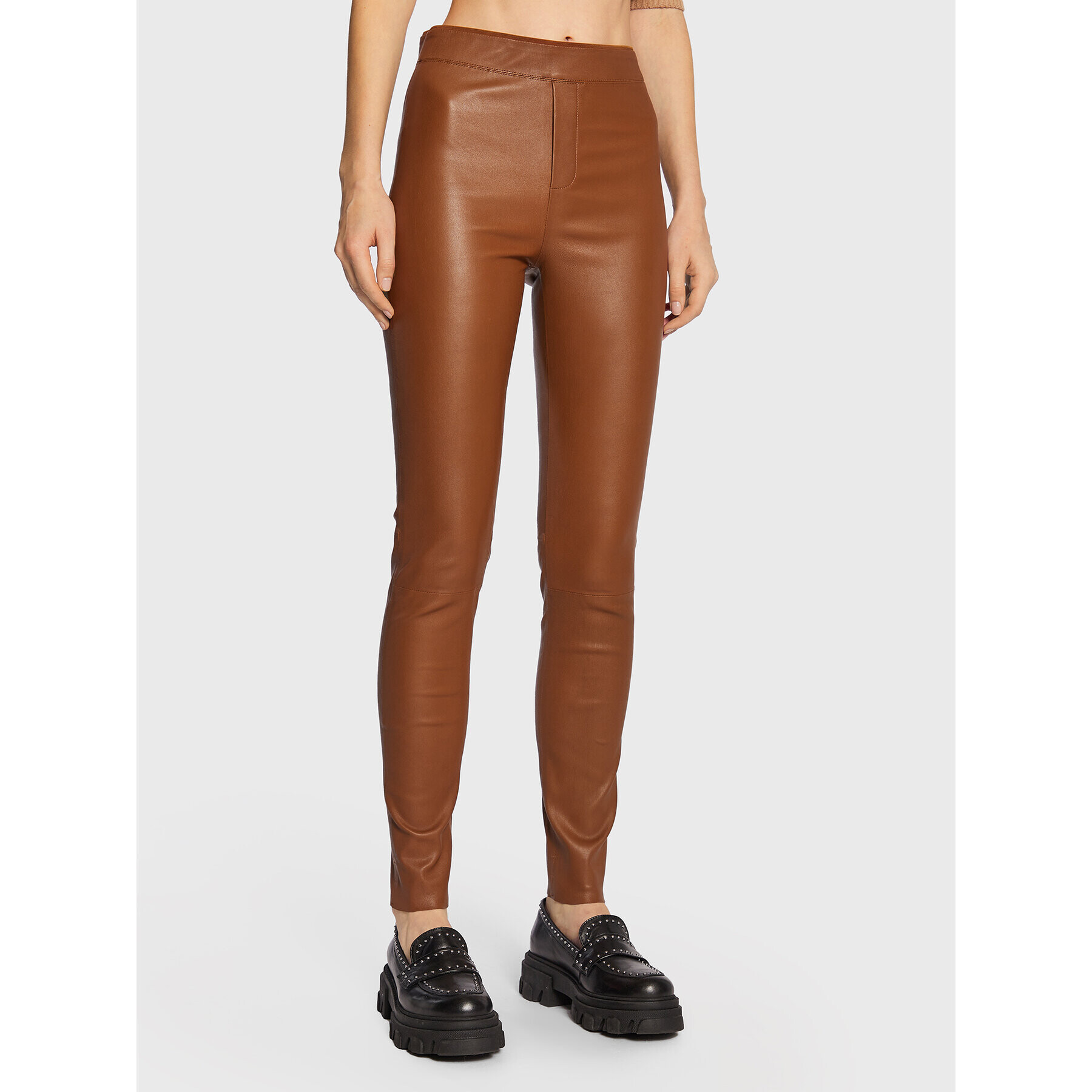 Remain Bőrnadrág Snipe Leggings Leather RM1508 Barna Slim Fit - Pepit.hu