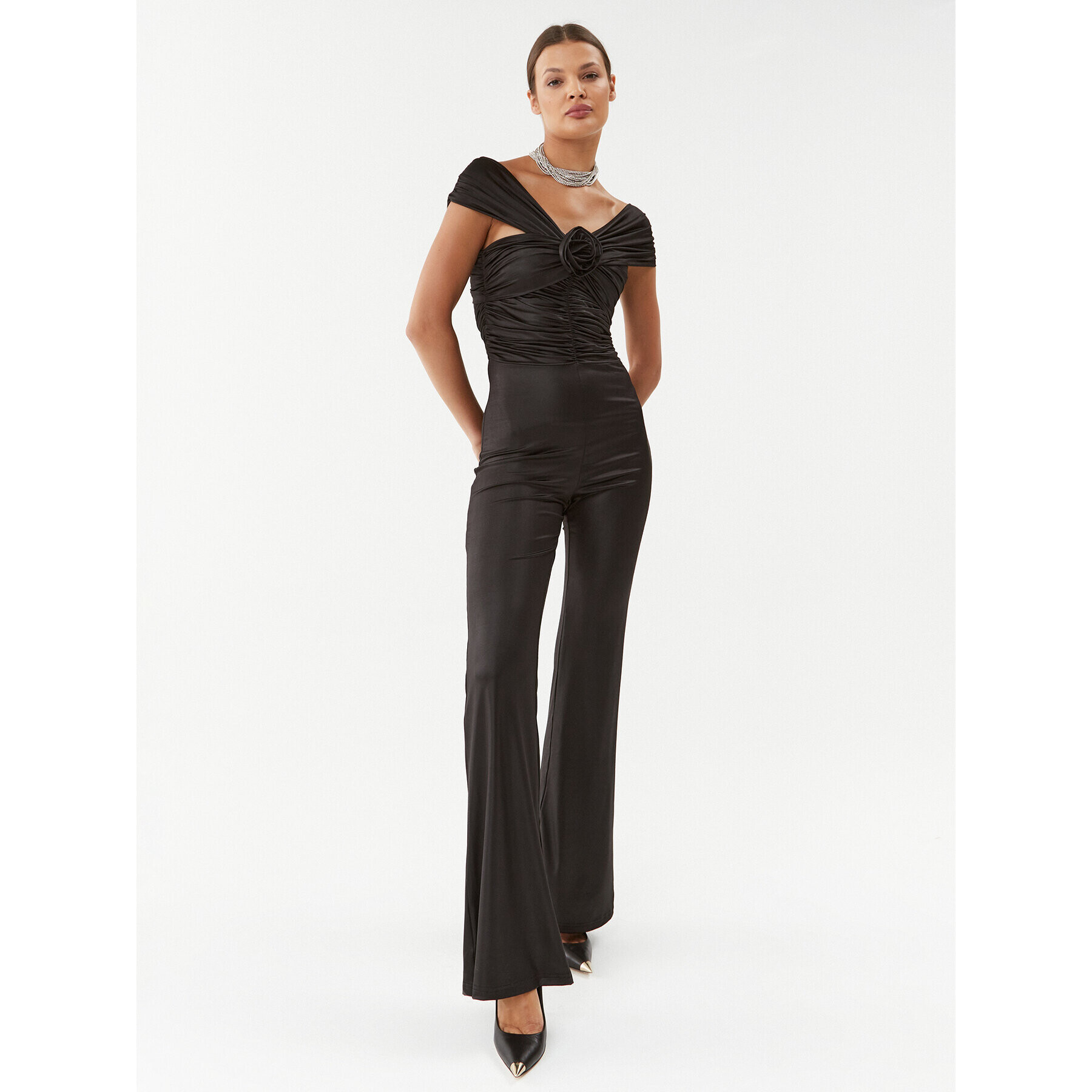 ROTATE Kezeslábas Coated Jersey Jumpsuit 111023100 Fekete Regular Fit - Pepit.hu