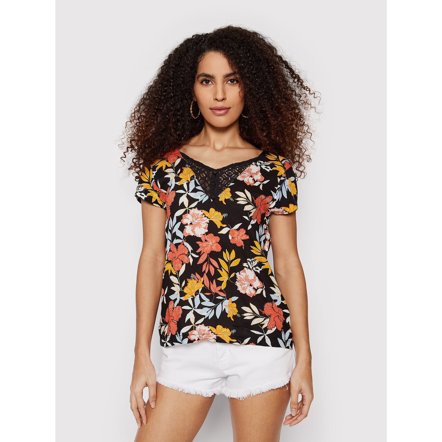 Roxy Blúz Paradise Stories ERJWT03527 Fekete Regular Fit - Pepit.hu