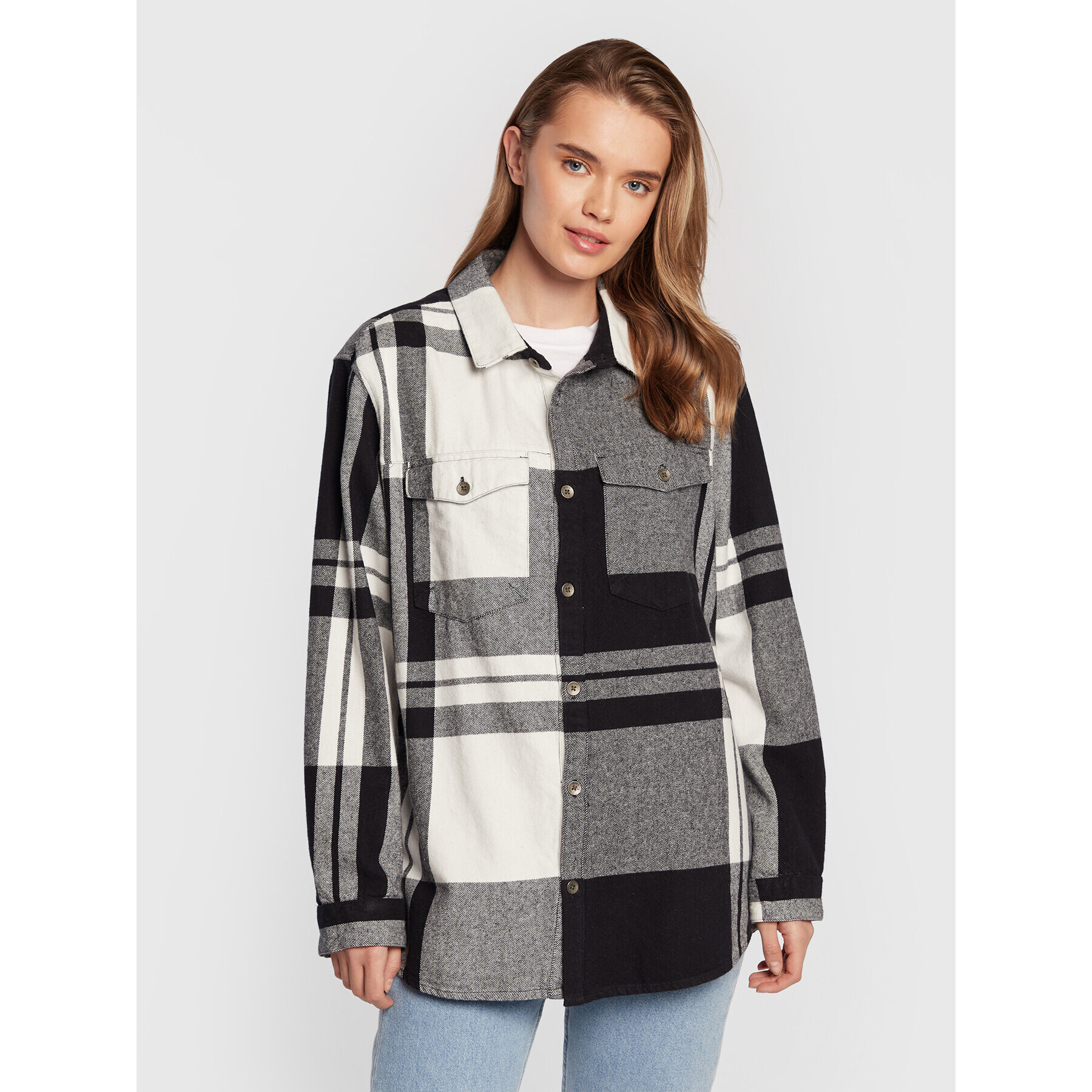 Roxy Ing Let It Go Flannel ARJWT03296 Szürke Boyfriend Fit - Pepit.hu