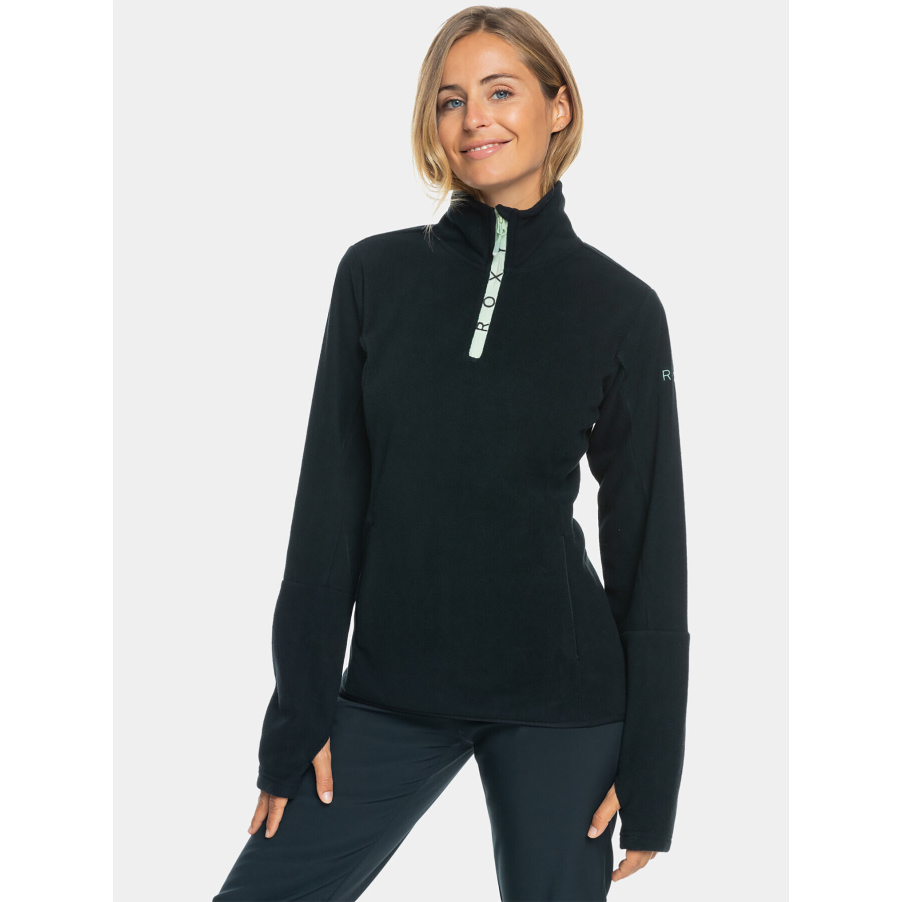 Roxy Polár kabát Sayna Half Zip Otlr ERJFT04719 Fekete Regular Fit - Pepit.hu