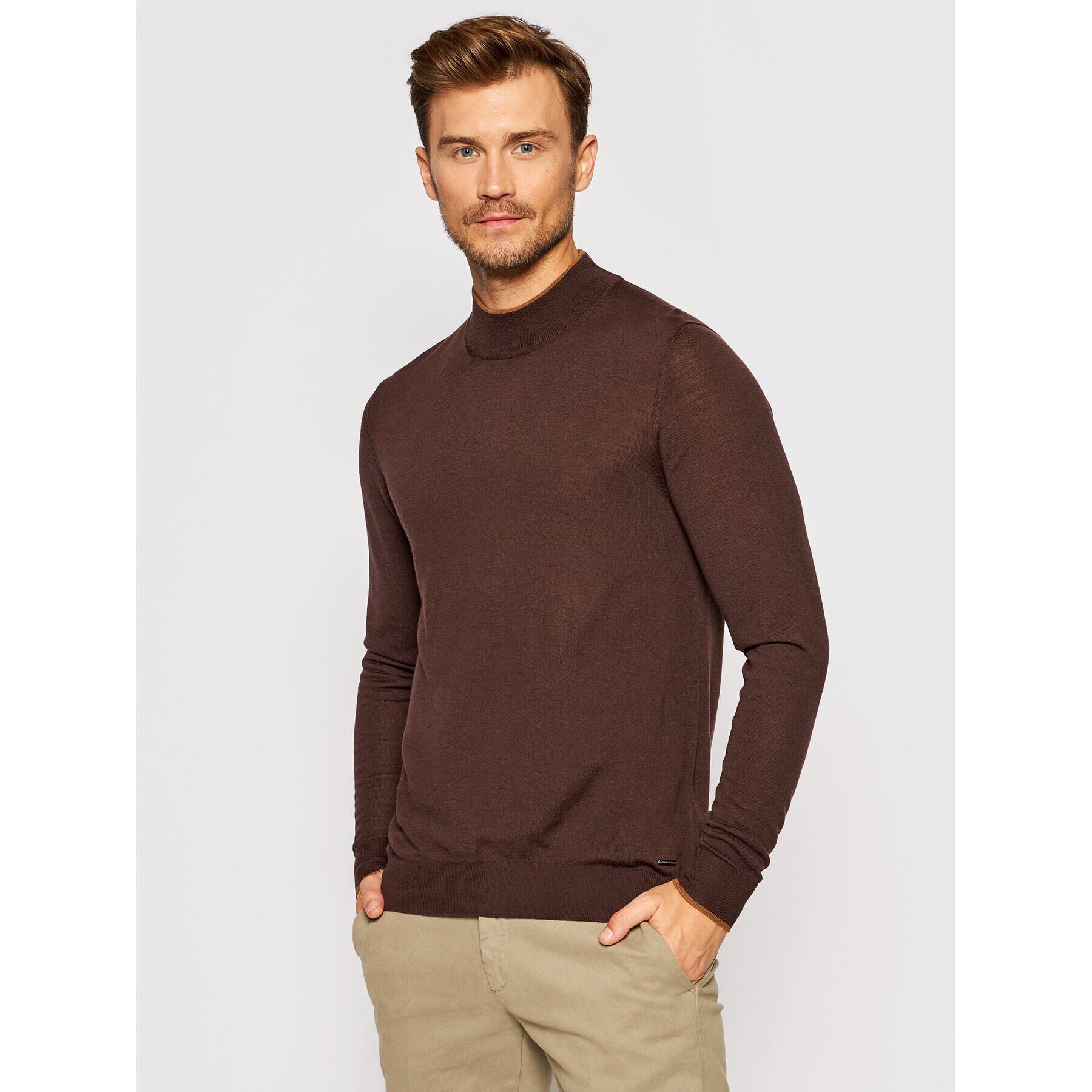 Roy Robson Sweater 4050-91 Barna Regular Fit - Pepit.hu