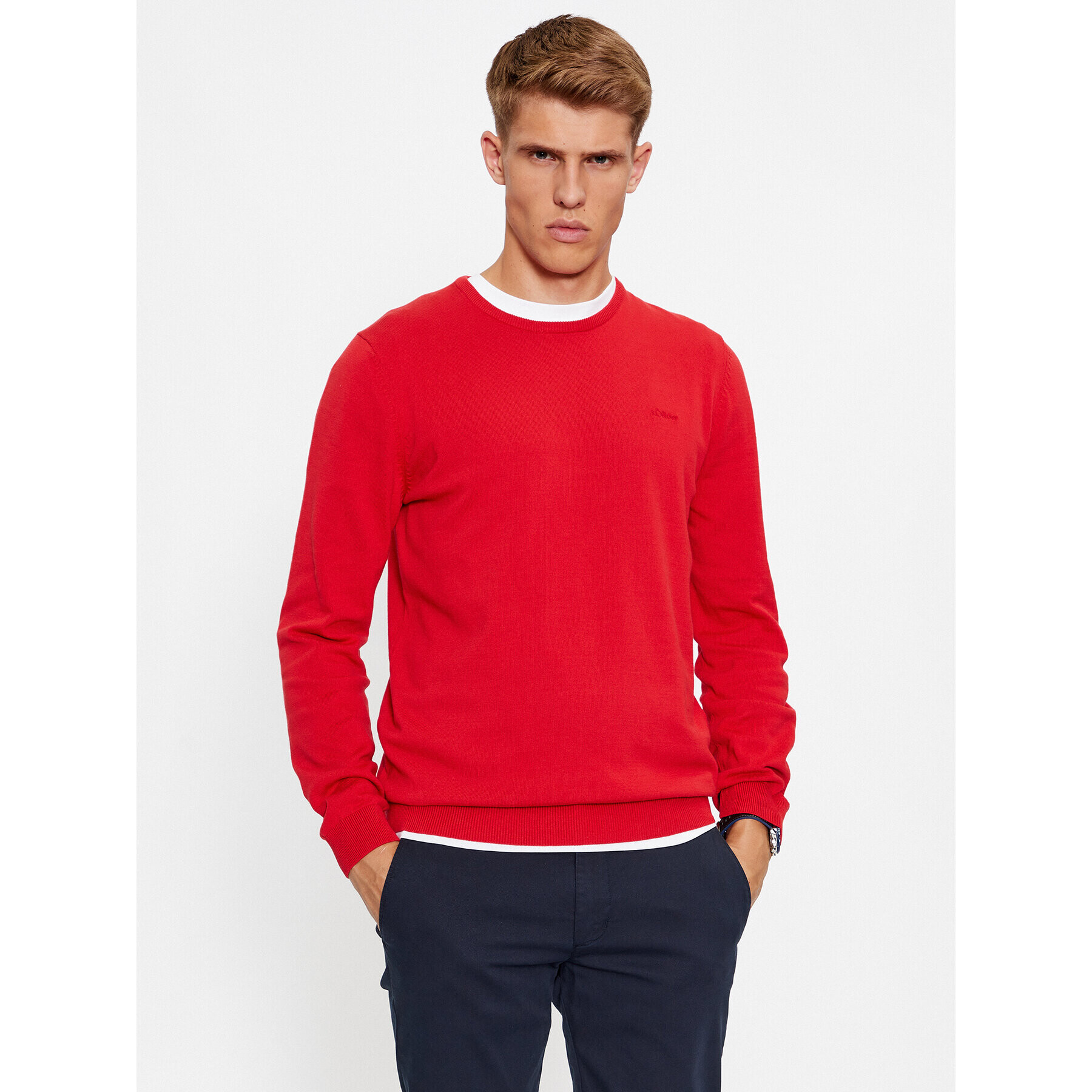 s.Oliver Sweater 2040664 Piros Regular Fit - Pepit.hu