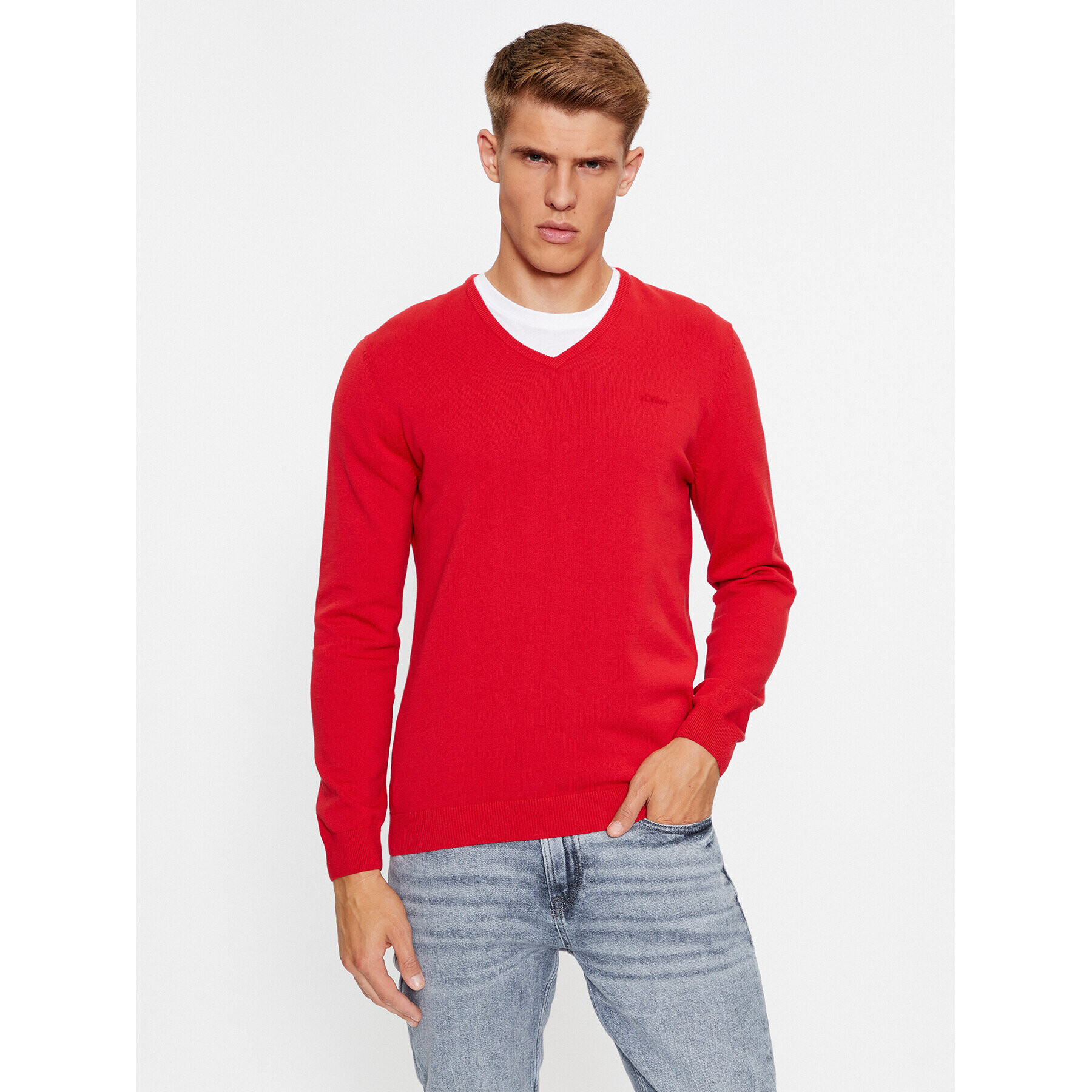 s.Oliver Sweater 2040666 Piros Regular Fit - Pepit.hu