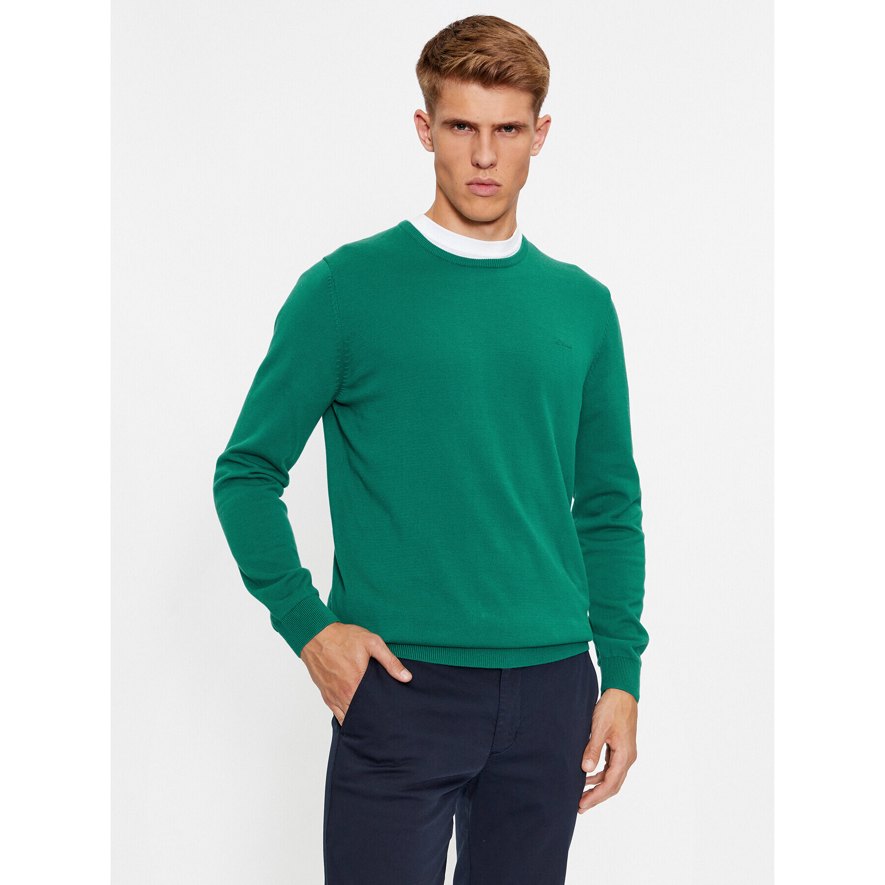 s.Oliver Sweater 2134587 Zöld Regular Fit - Pepit.hu