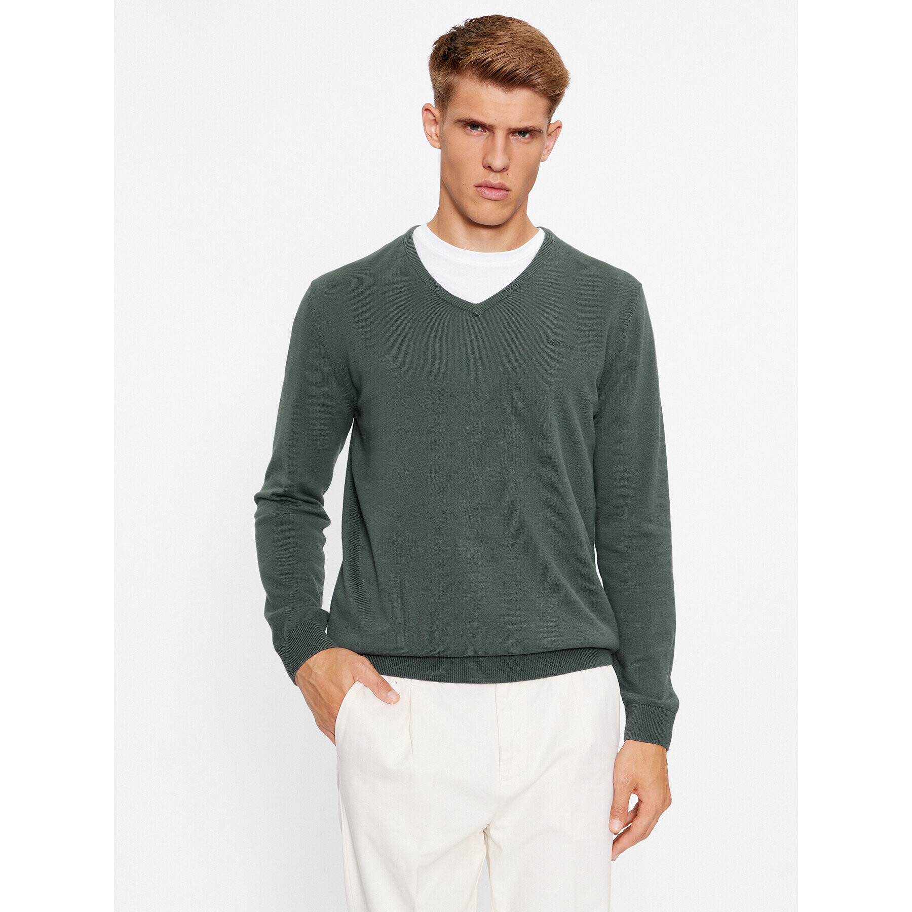 s.Oliver Sweater 2134588 Zöld Regular Fit - Pepit.hu