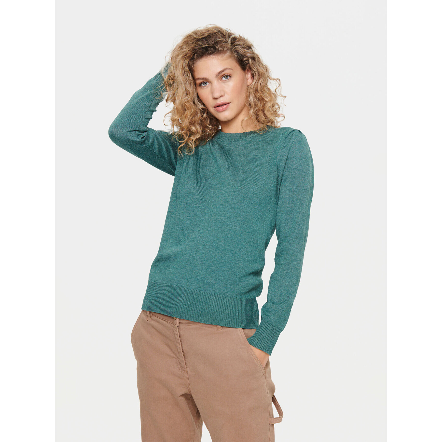 Saint Tropez Sweater 30511753 Zöld Regular Fit - Pepit.hu