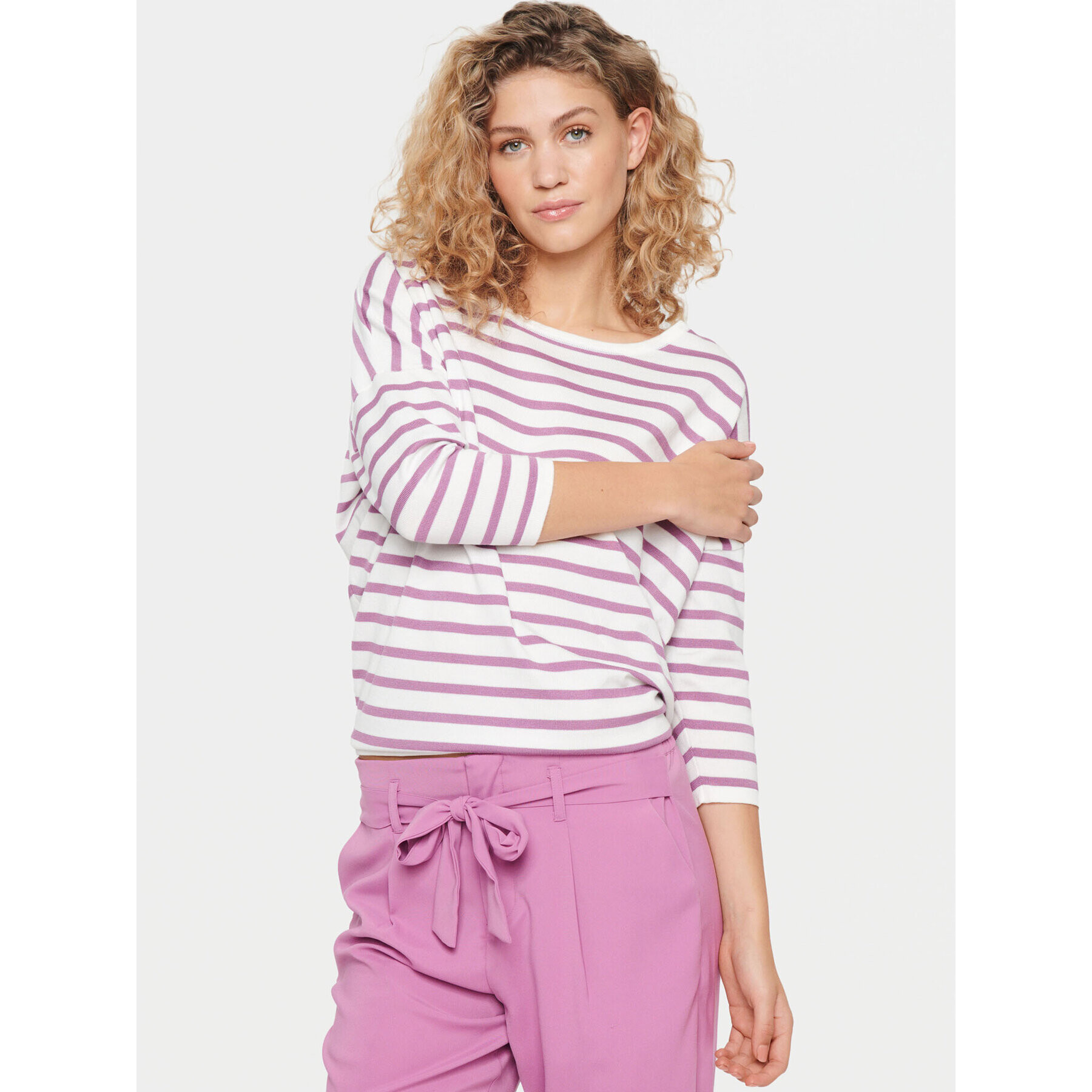 Saint Tropez Sweater 30512551 Lila Loose Fit - Pepit.hu