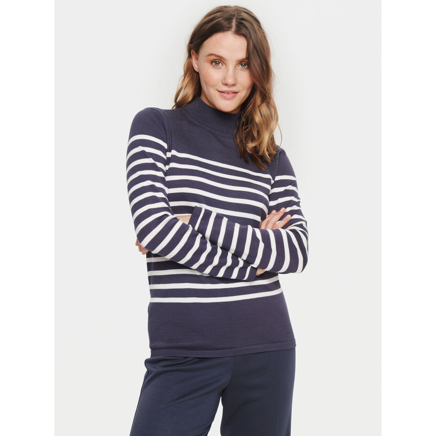 Saint Tropez Sweater 30512572 Kék Classic Fit - Pepit.hu